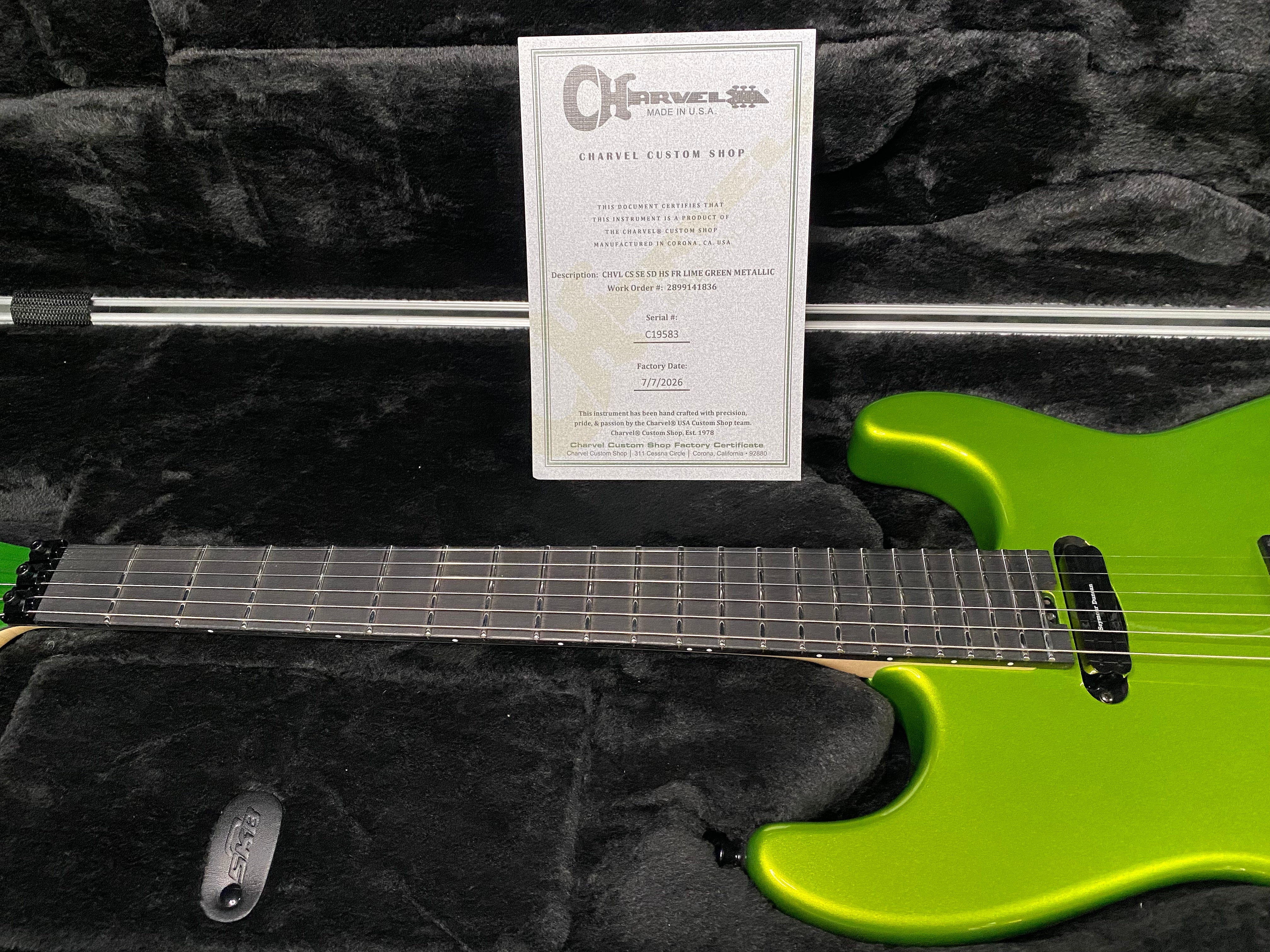 NEW ! Charvel USA Custom Shop Limited Edition San Dimas HS - Lime Green Metallic Finish - Authorized Dealer - G07484