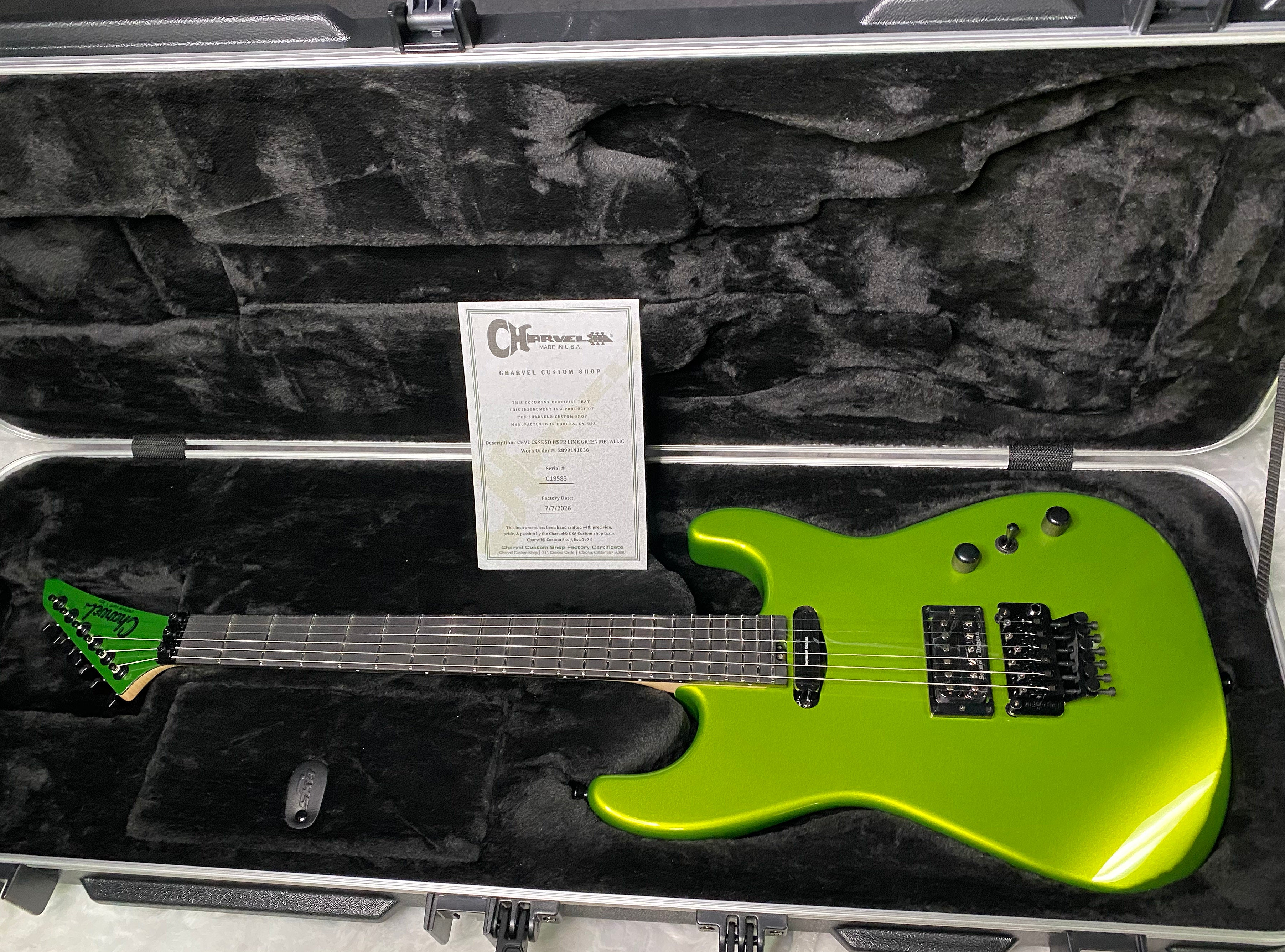 NEW ! Charvel USA Custom Shop Limited Edition San Dimas HS - Lime Green Metallic Finish - Authorized Dealer - G07484