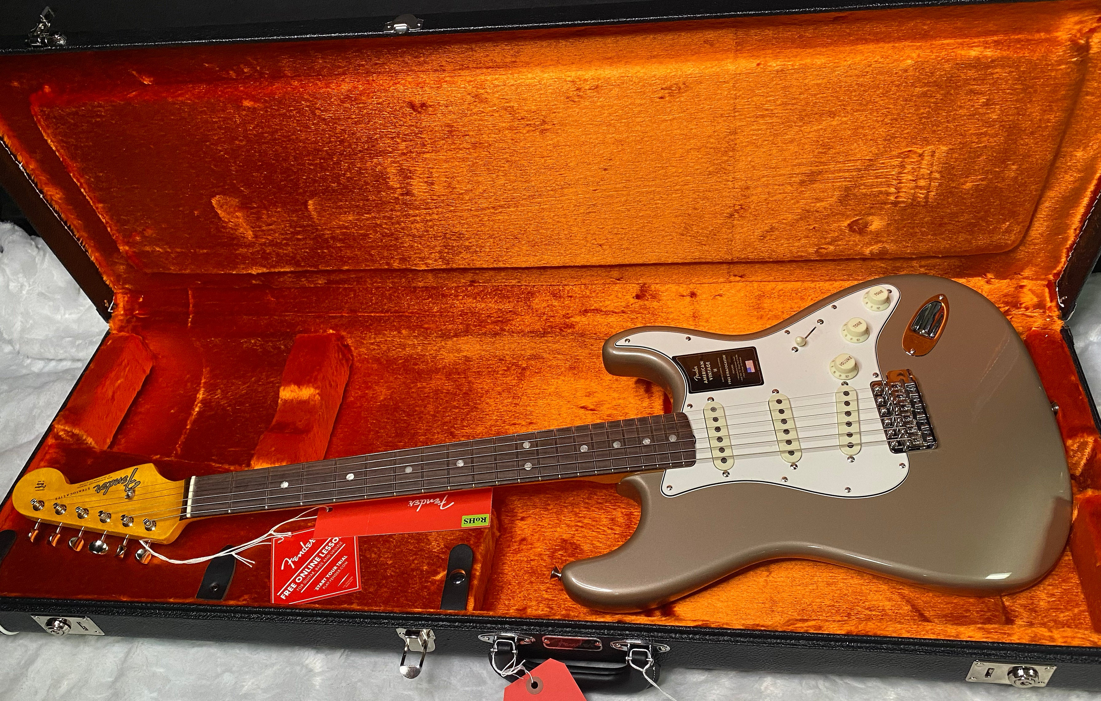 NEW! Fender American Vintage II 1965 Stratocaster - Shoreline Gold - 8.1lbs - Authorized Dealer - G07491