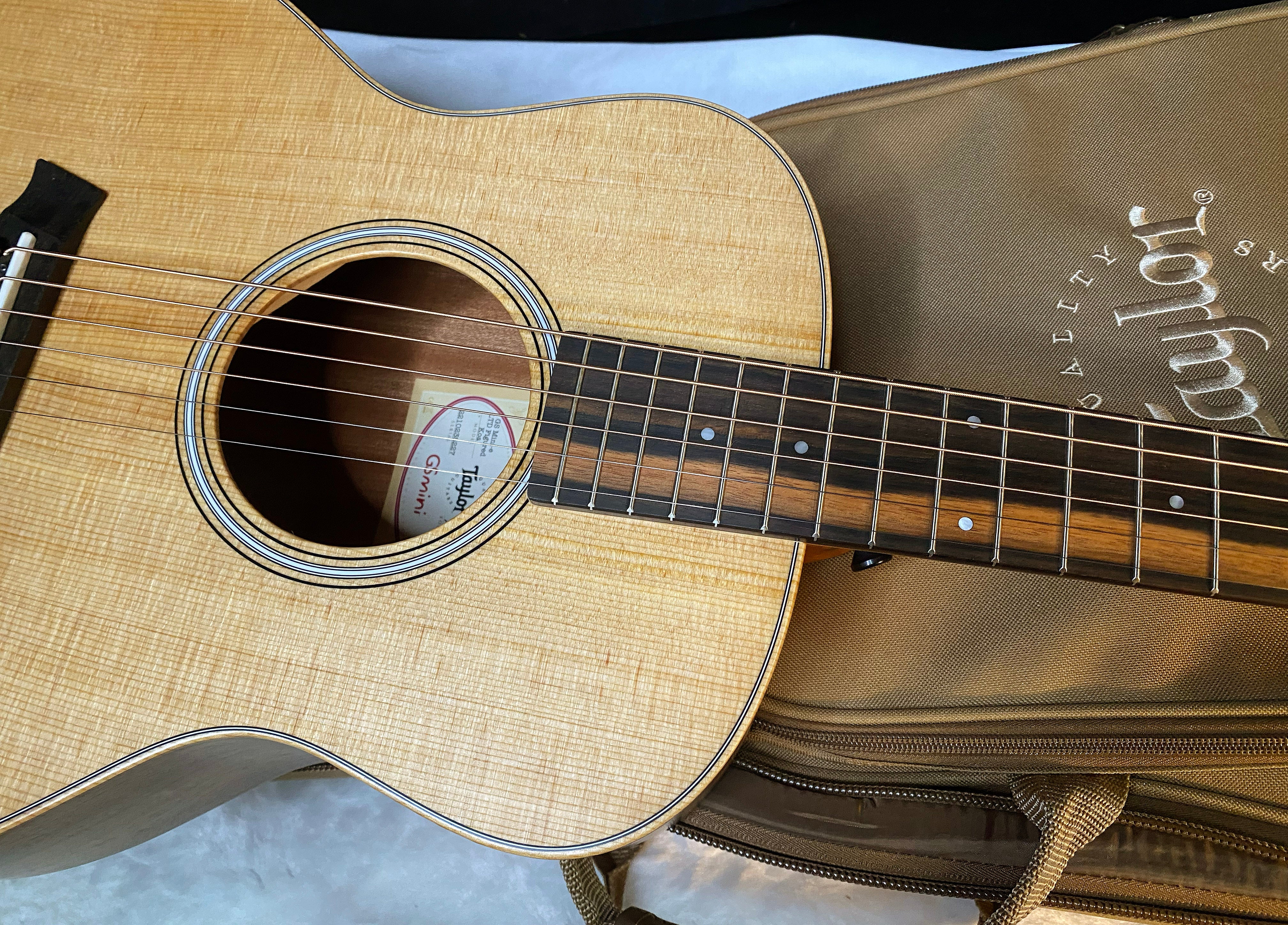 NEW! Taylor GS Mini-e LTD AAA Figured Koa - Natural - Authorized Dealer - Absolutely Beautiful! 3.7lbs - Gig Bag - Authorized Dealer - G06046