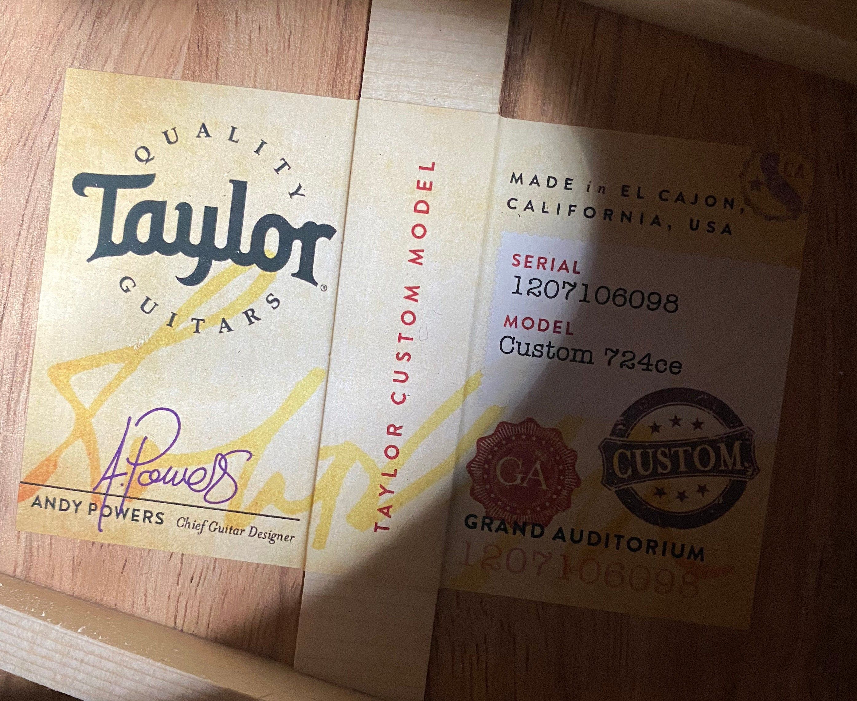 NEW! Taylor Custom 724ce Acoustic-Electric Guitar - Natural Gloss - AAAAA Hand Picked Koa - 4.8lbs - WOW! Authorized Dealer - G07515