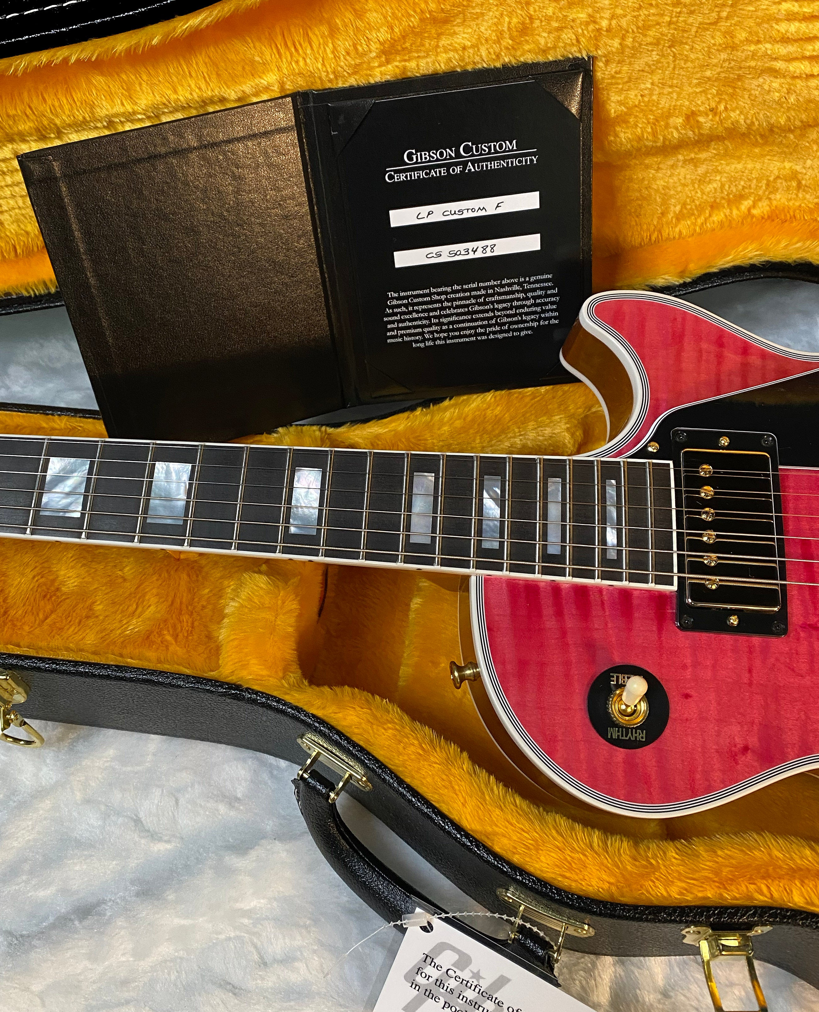 NEW! Gibson Dealer Select Custom Shop Les Paul Custom AAA Figured Top - Transparent Pink - Authorized Dealer - WOW! 8.7 lbs - G06121