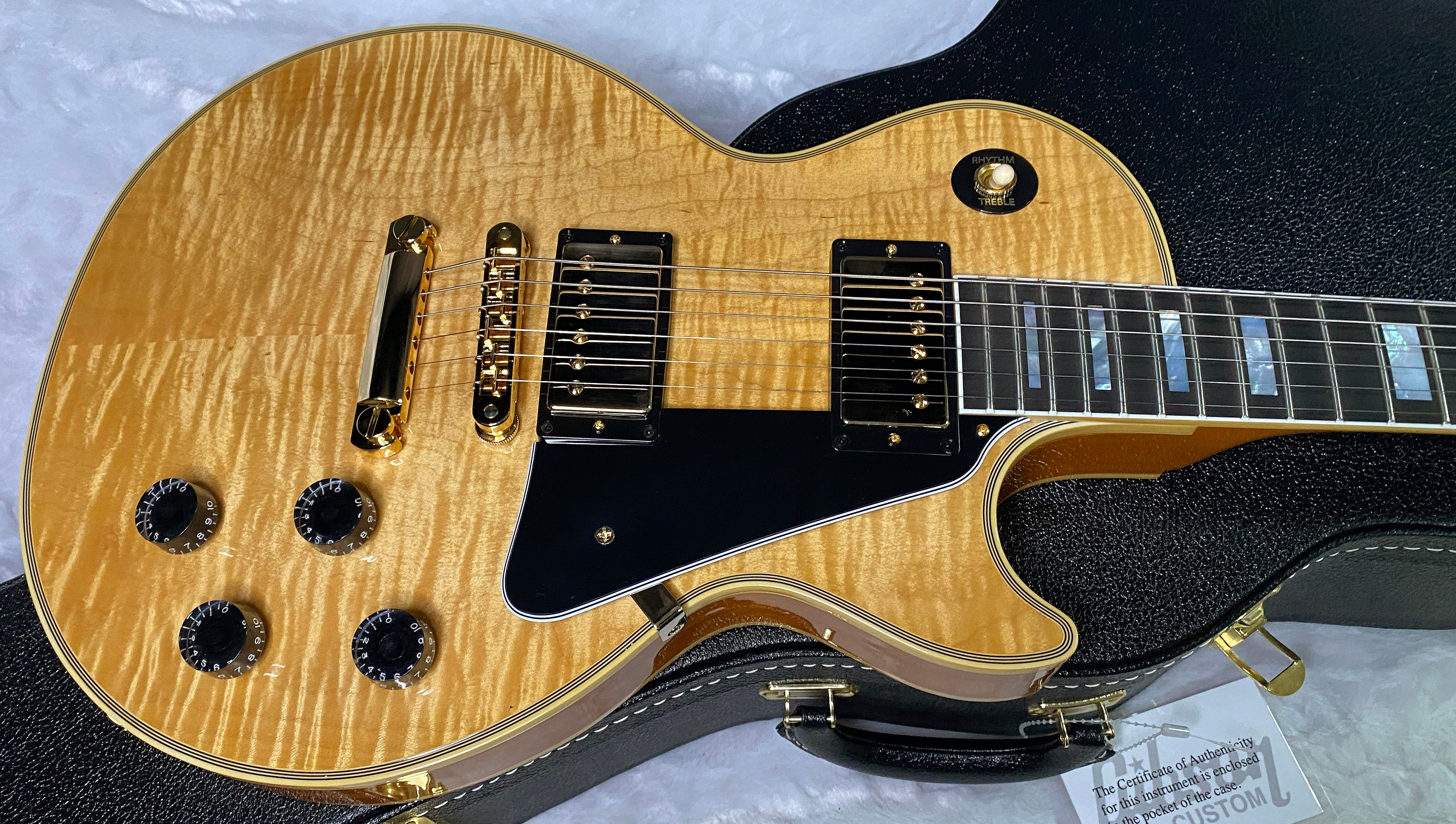 NEW! Gibson Dealer Select Custom Shop Les Paul Custom - Wild AAA Figured Flame Top - Antique Natural - Authorized Dealer - 8.7 lbs - G06799