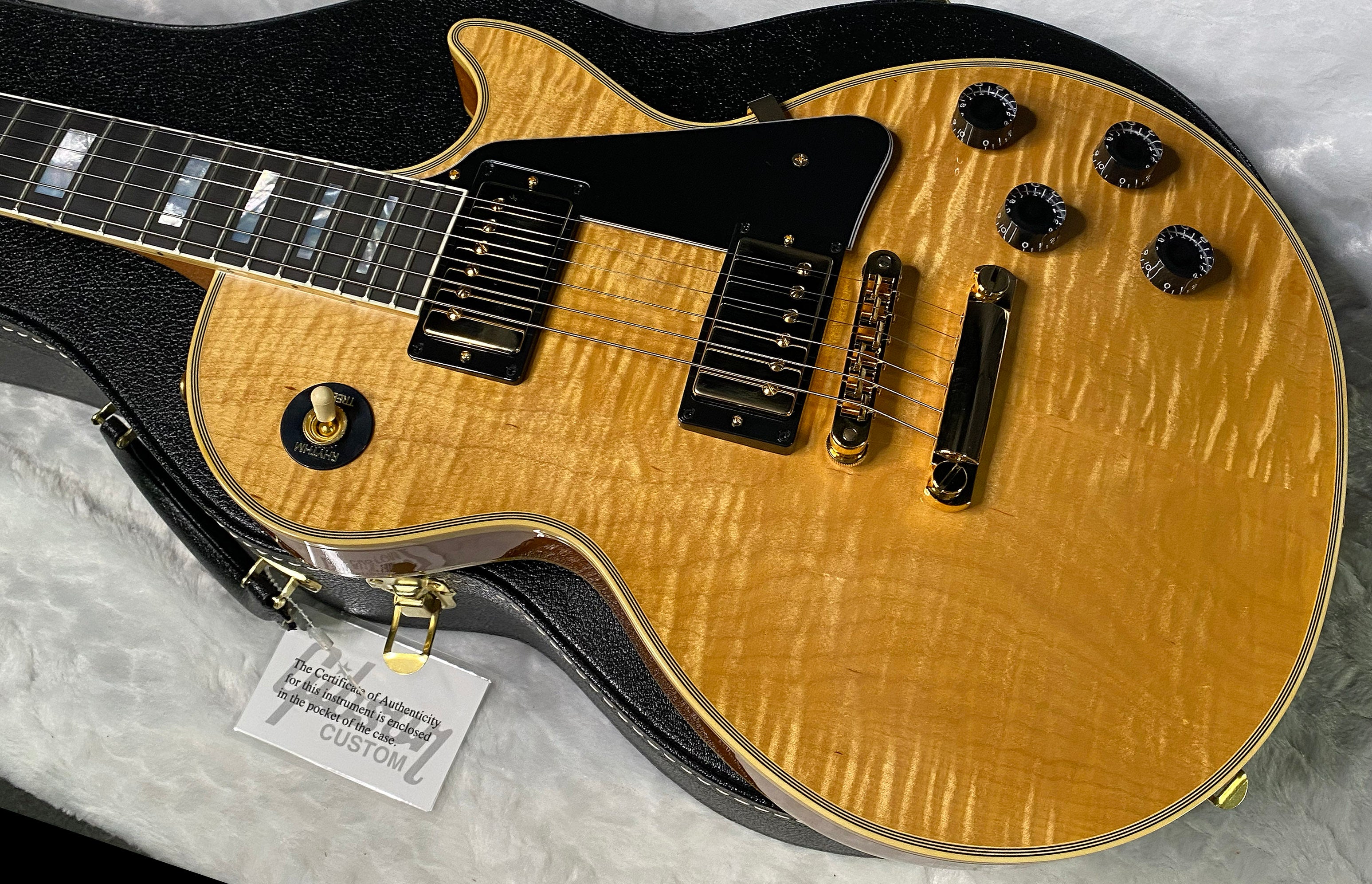 NEW! Gibson Dealer Select Custom Shop Les Paul Custom - Wild AAA Figured Flame Top - Antique Natural - Authorized Dealer - 8.7 lbs - G06799