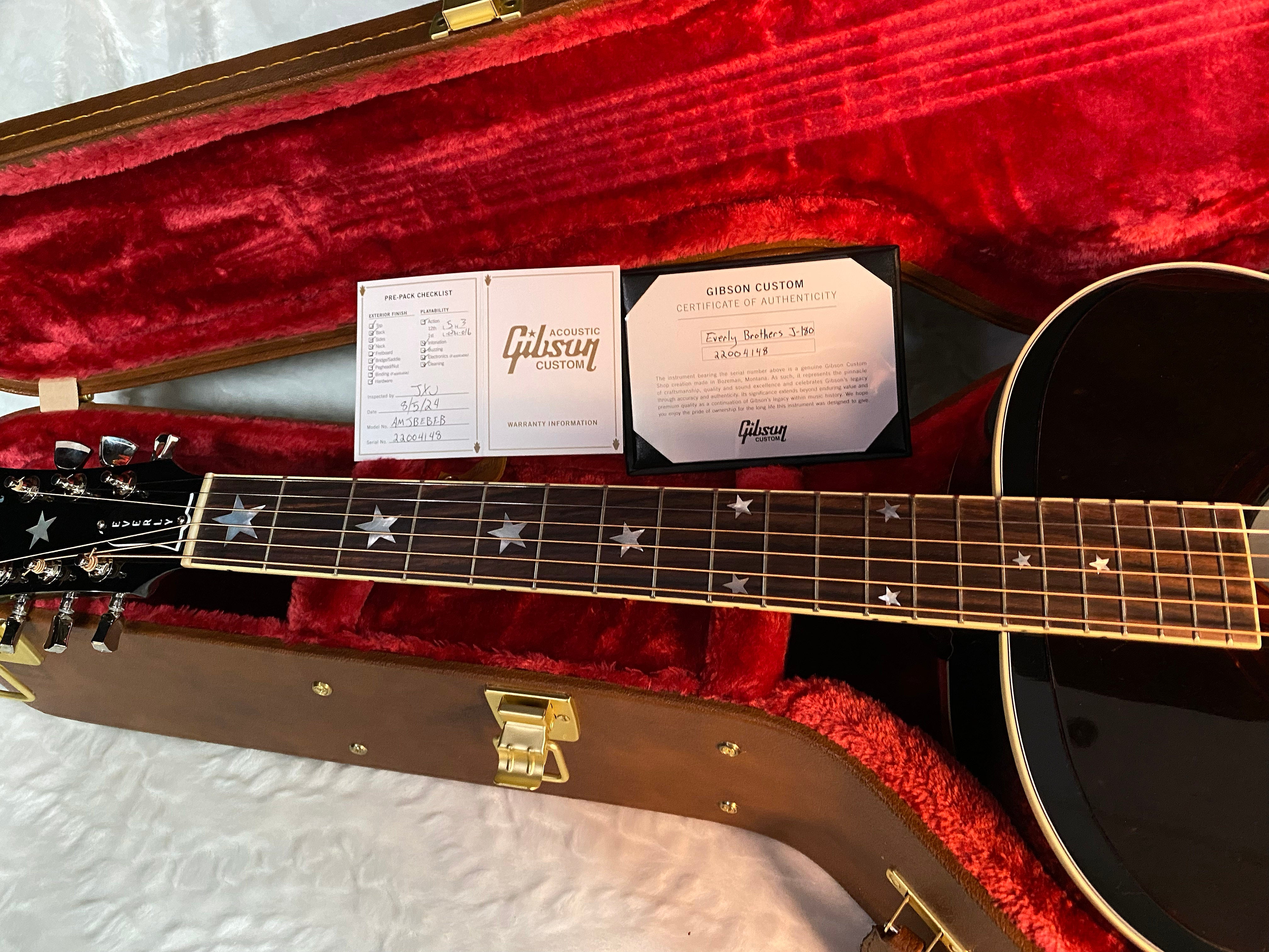 NEW ! Gibson Acoustic Everly Brothers J-180 Acoustic-Electric Guitar - Ebony - Authorized Dealer - 5lbs - G04724