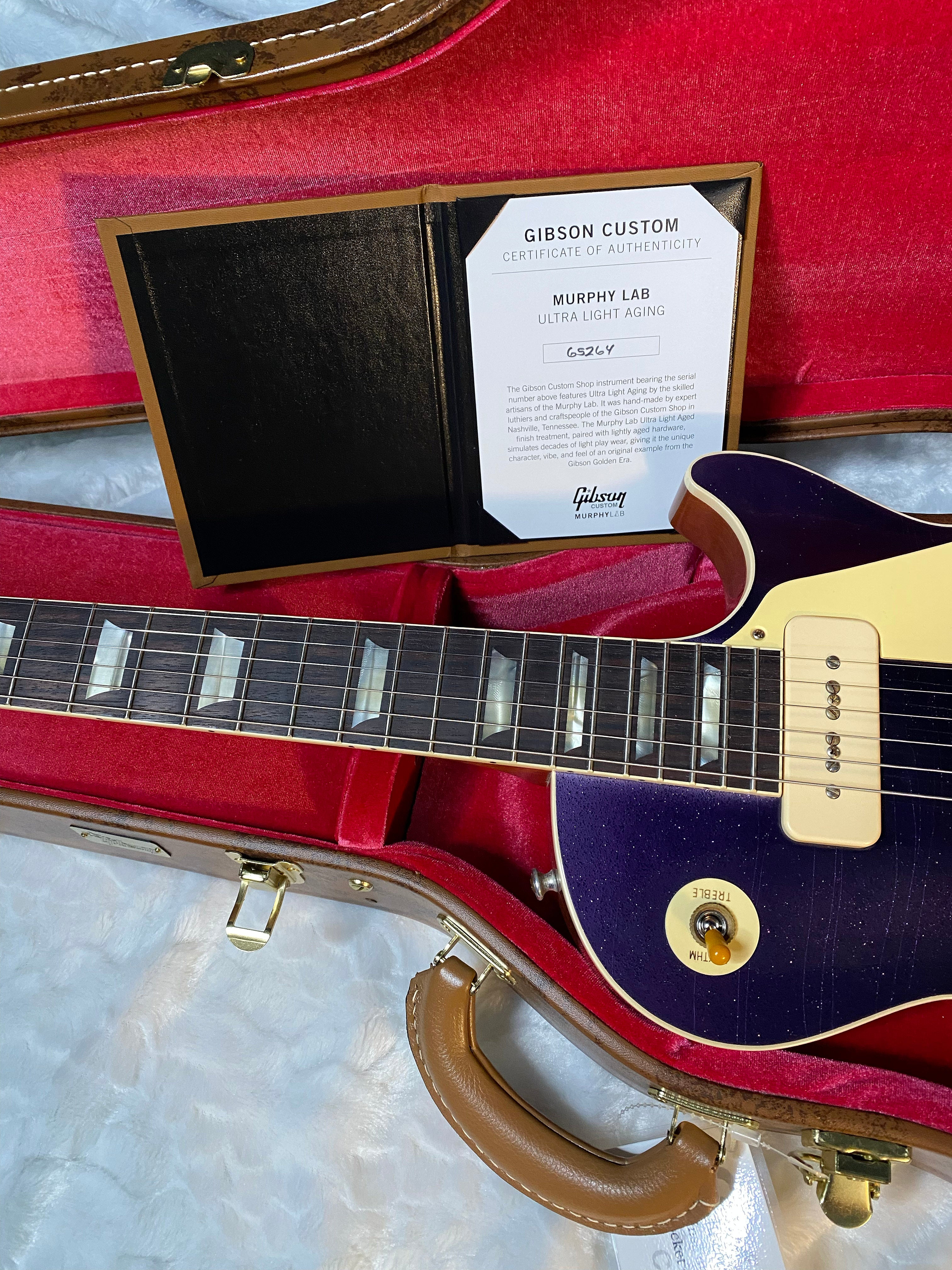 NEW! Gibson Custom Shop Murphy Lab '56 Les Paul Dark Purple SPARKLE Top Reissue - Ultra Light Aged - 8.8 lbs - Authorized Dealer - G05466