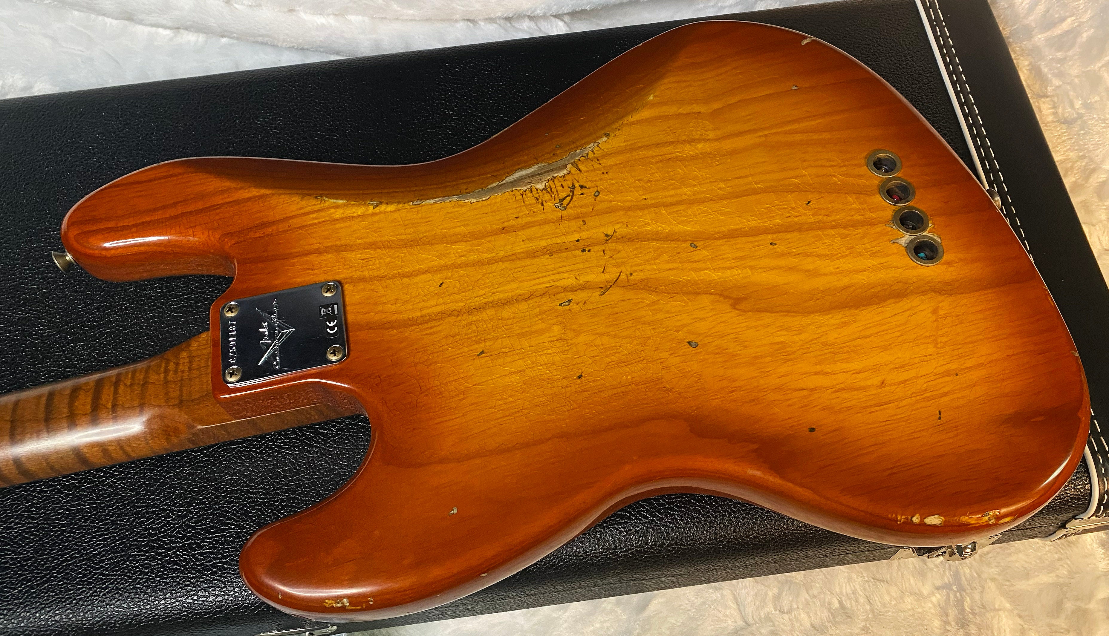 NEW! Fender Artisan Burl Maple Jazz Bass Relic AAA Rosewood - Roasted AA Flamed Maple Neck - Honey Burst Finish - 9.3lbs - Authorized Dealer - G06940