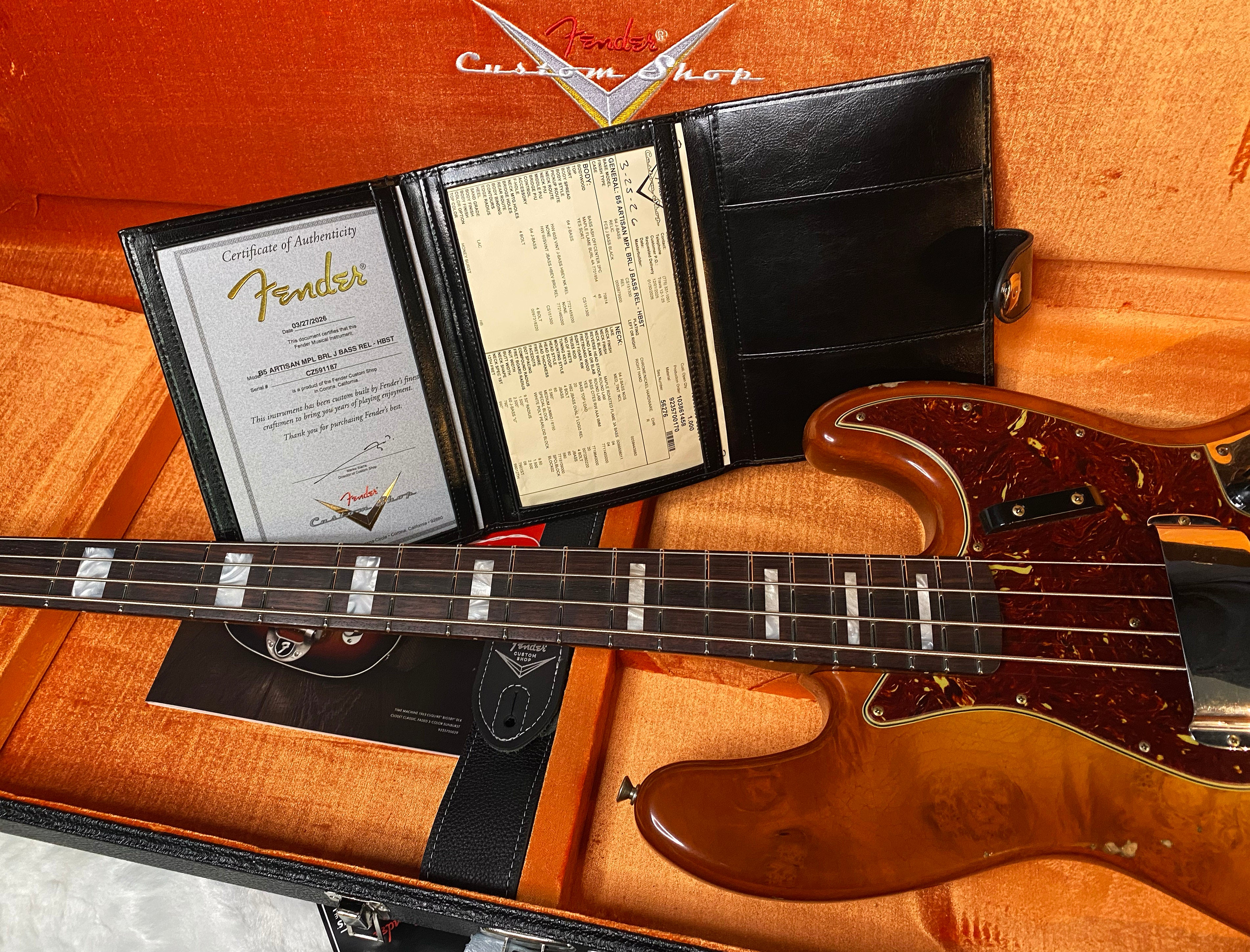 NEW! Fender Artisan Burl Maple Jazz Bass Relic AAA Rosewood - Roasted AA Flamed Maple Neck - Honey Burst Finish - 9.3lbs - Authorized Dealer - G06940