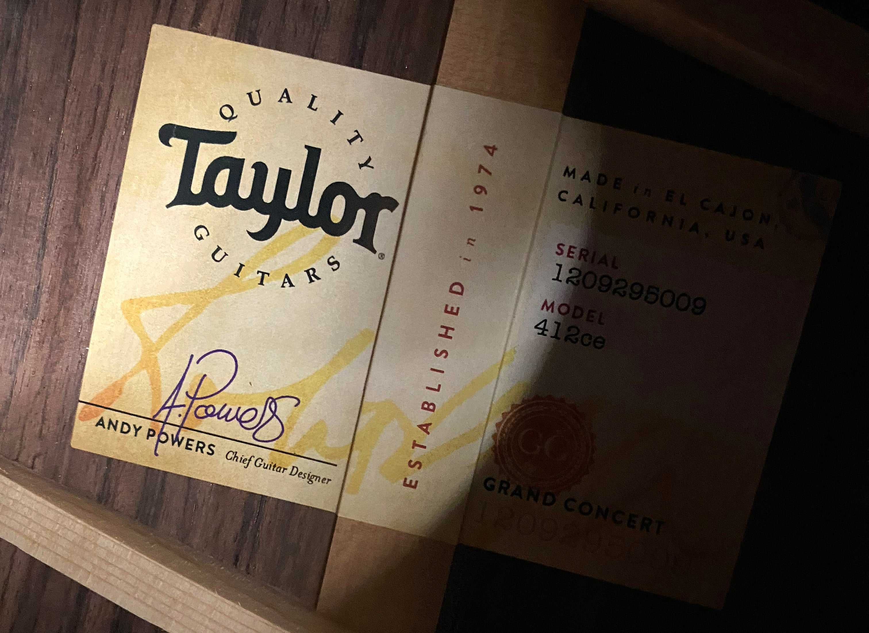 NEW! Taylor 412ce V-Class Acoustic-Electric Guitar - Natural - Authorized Dealer - 4.65 lbs - G06209