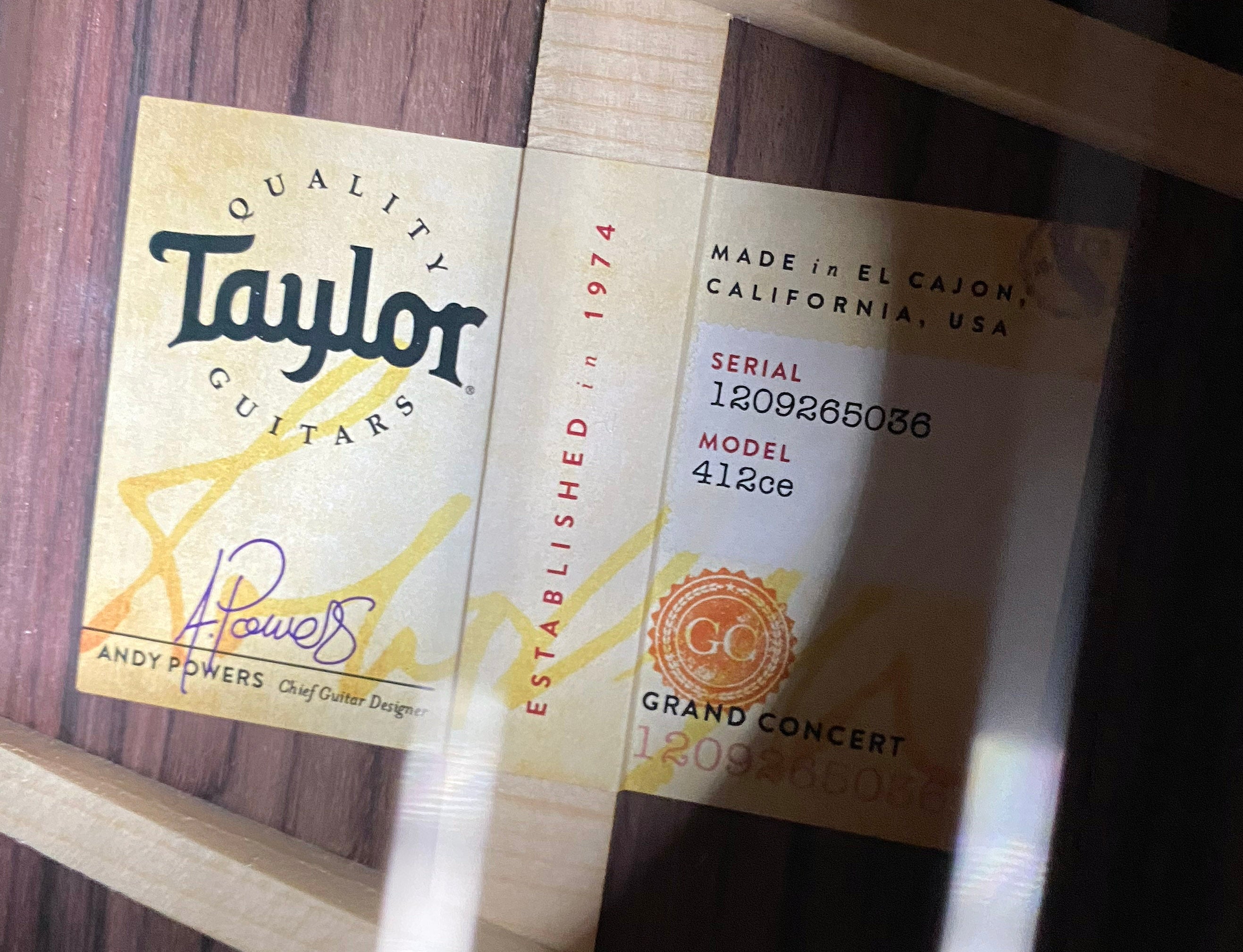 NEW! Taylor 412ce V-Class Acoustic-Electric Guitar - Natural - Authorized Dealer - 4.7 lbs - G06218