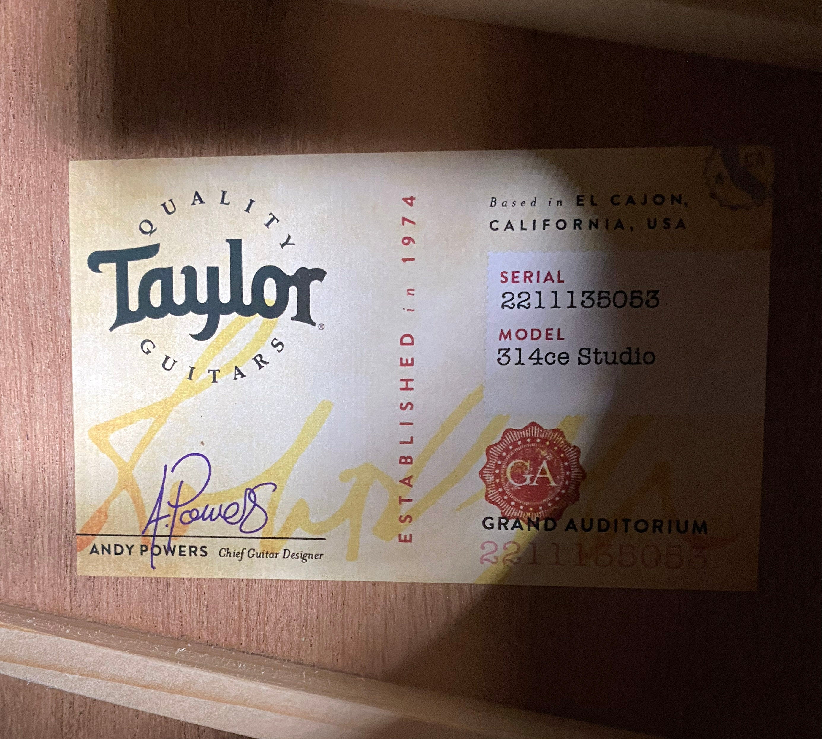 NEW! Taylor 314ce Studio Acoustic-Electric Guitar - Natural - Authorized Dealer - 4.6lbs - G06233