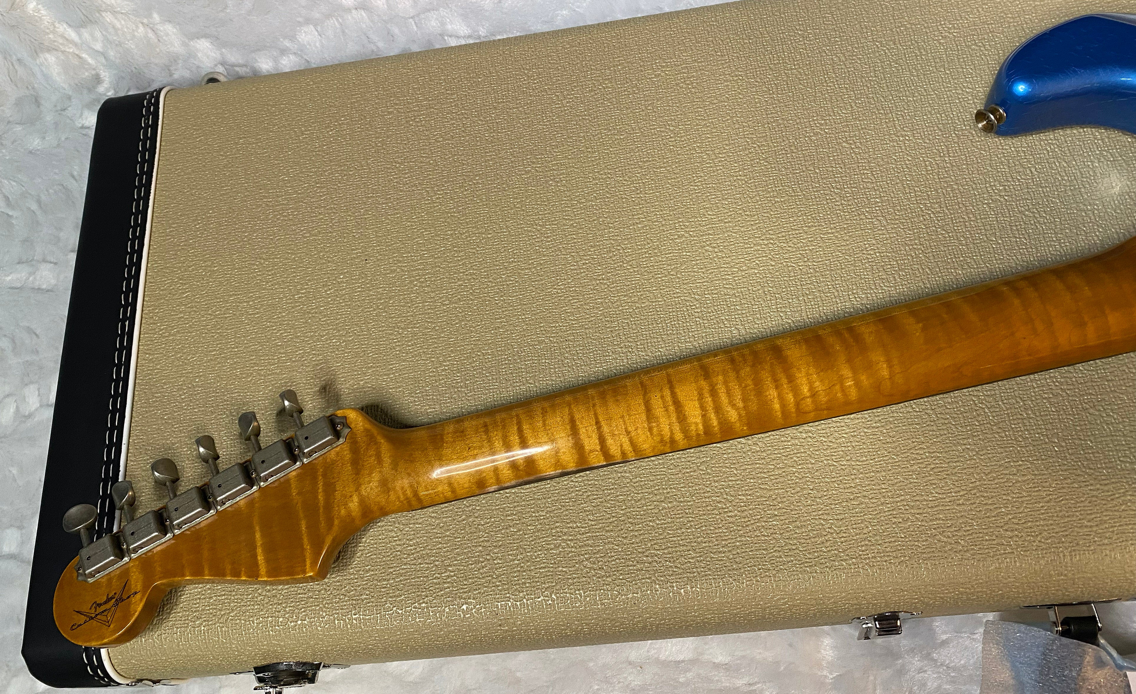 NEW ! Fender Custom Shop ' 62 Stratocaster Bizarre Guitar Exclusive Flamethrower - Journeyman Relic - Super Limited Edition - Lake Placid Blue - AAAA Flamed Maple Neck - Authorized Dealer - G05505