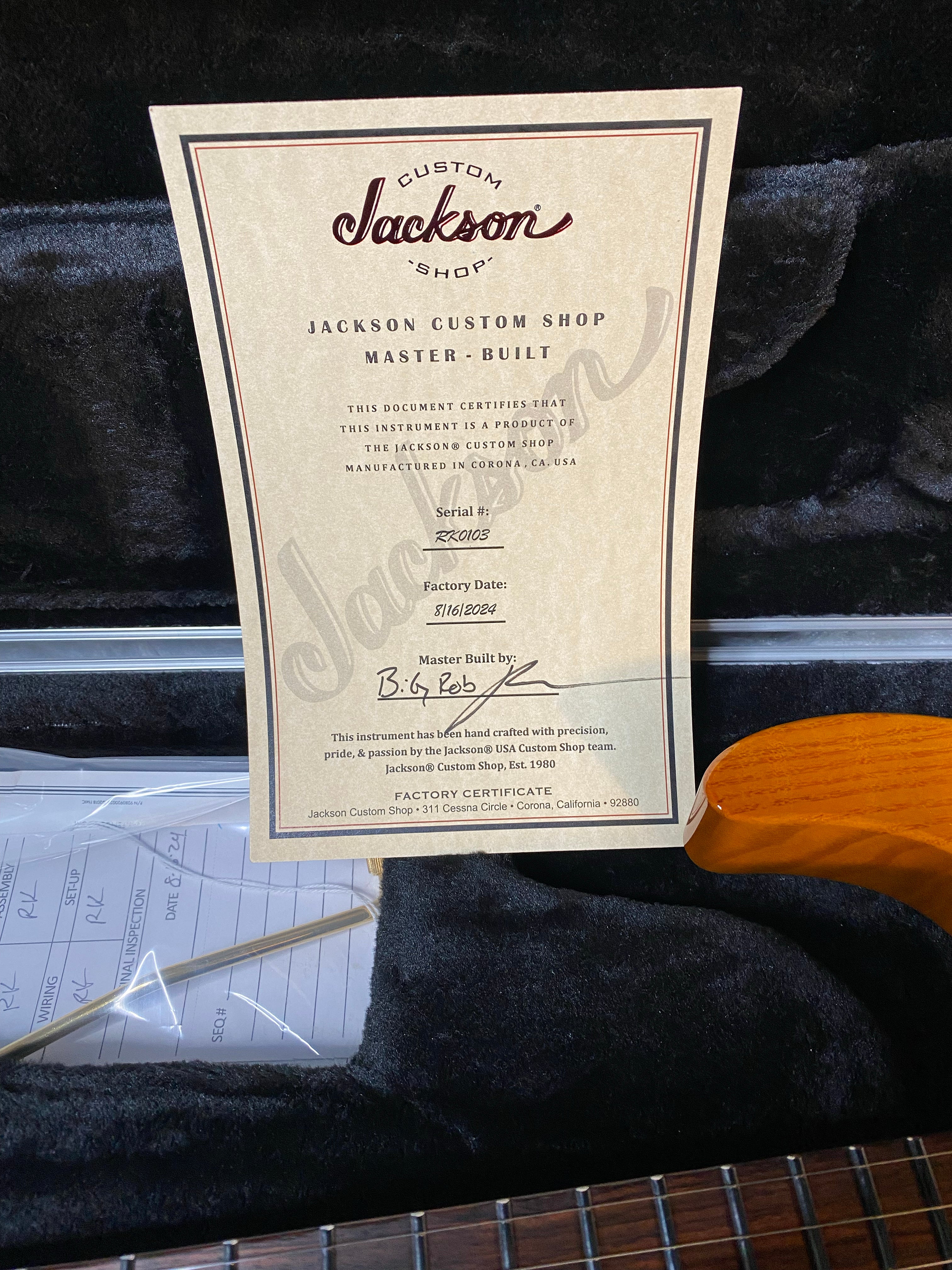 NEW ! Jackson Custom Shop DK24 Dinky - Figured Sassafras - Master Built by Big Rob - EMG Pick-UPs - 8 lbs - G05529 - WOW!