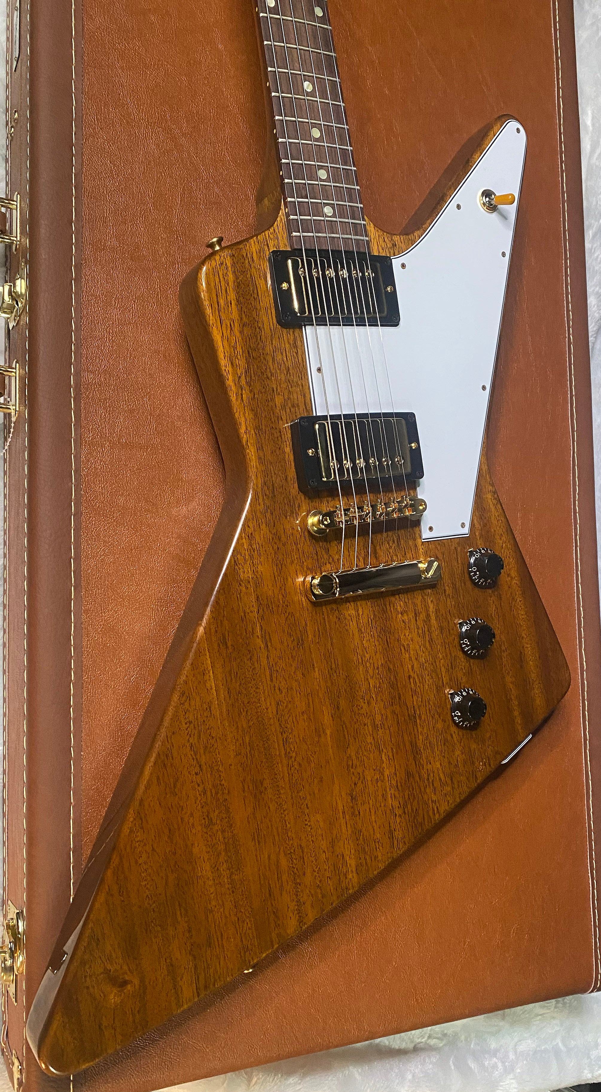 NEW! Gibson Custom 1958 Mahogany Explorer Reissue Electric Guitar - Antique Natural, VOS - Authorized Dealer - Only 8.1lbs - G06303