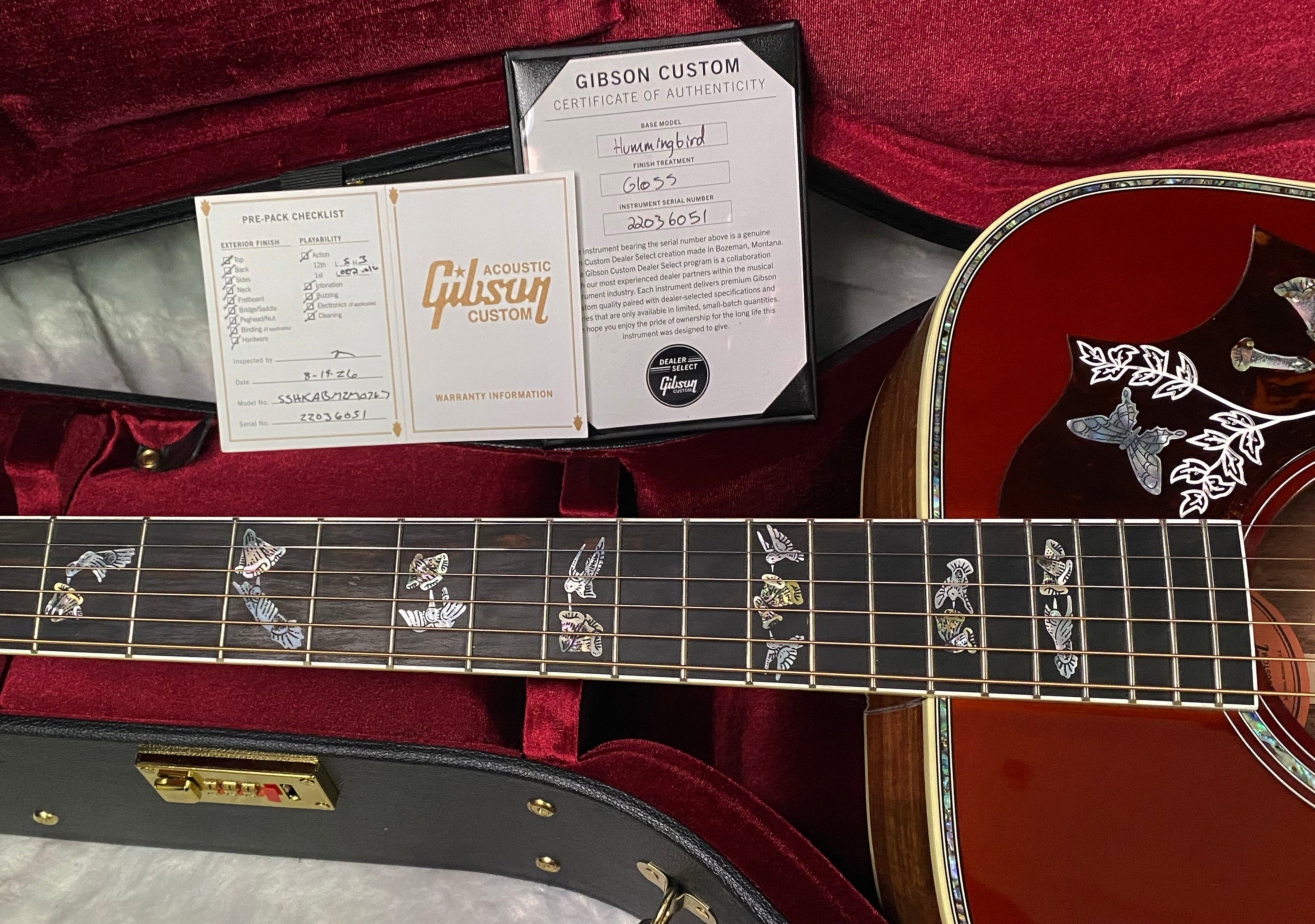 NEW! Gibson Hummingbird Custom Koa - Dealer Select - Autumnburst - Authorized Dealer - Custom Shop - 4.75 lbs - G07701