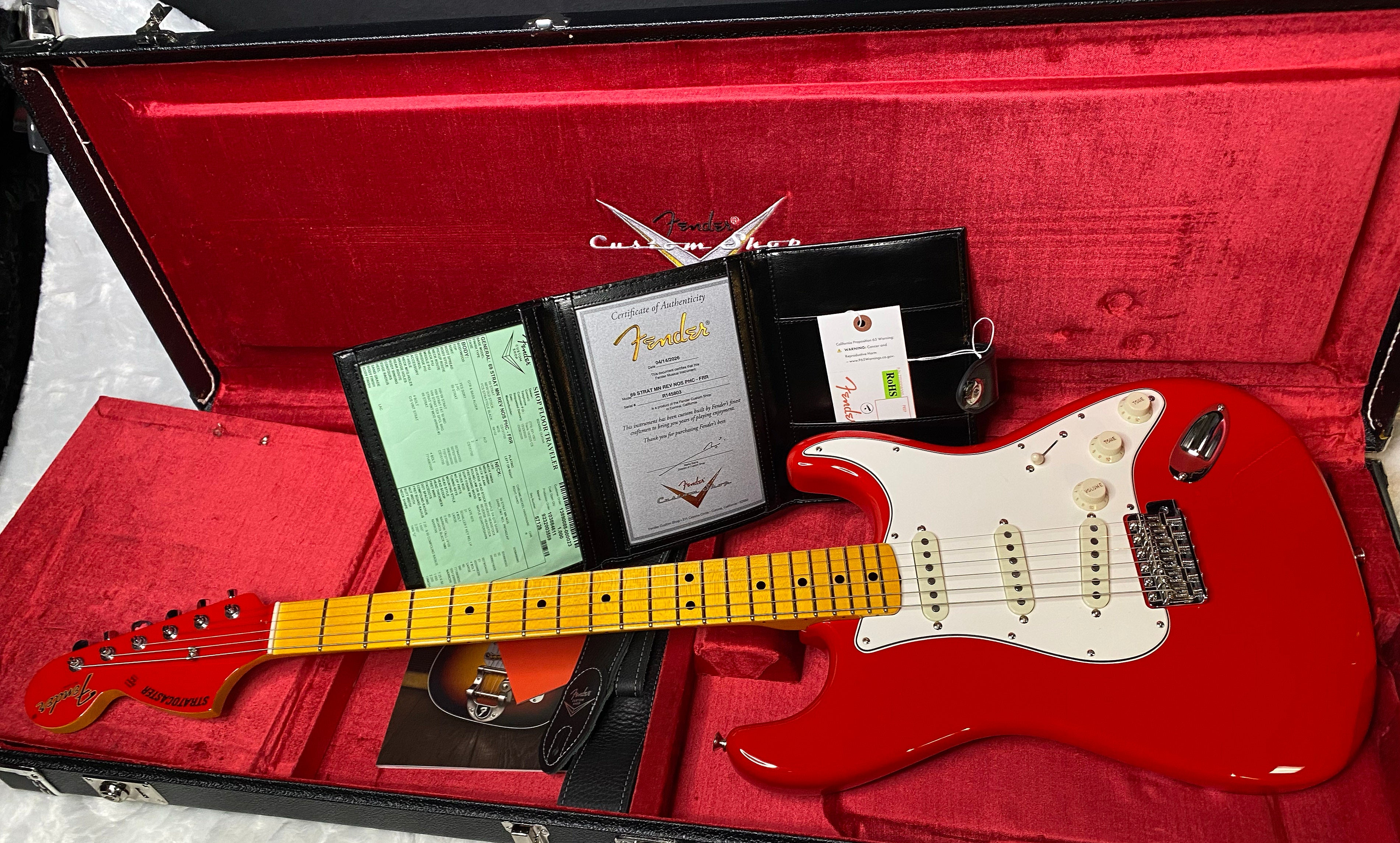 NEW! Fender Custom Shop Special Run '69 Stratocaster NOS Finish - Handwound P/U's - Ferrari Red - Reverse Matching Headstock - 8 lbs - Authorized Dealer - One OFF! SUPRE RARE! G06974