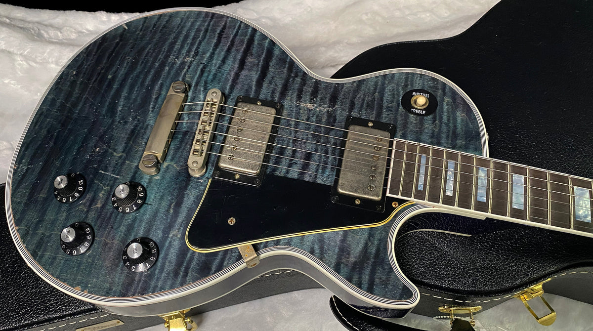 NEW! Gibson Custom Les Paul Custom AAAA Figured Monster Maple Top - Nordic Blue, Heavy Aging - 8.5lbs - G067685