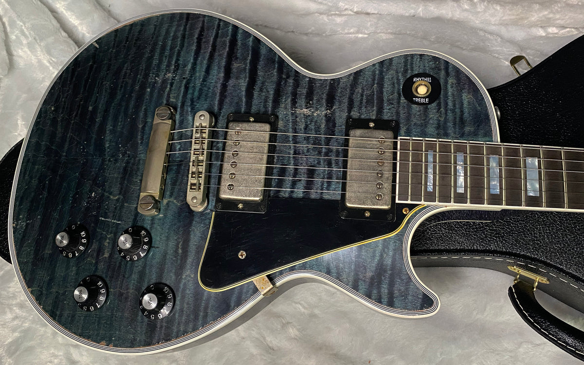 NEW! Gibson Custom Les Paul Custom AAAA Figured Monster Maple Top - Nordic Blue, Heavy Aging - 8.5lbs - G067685