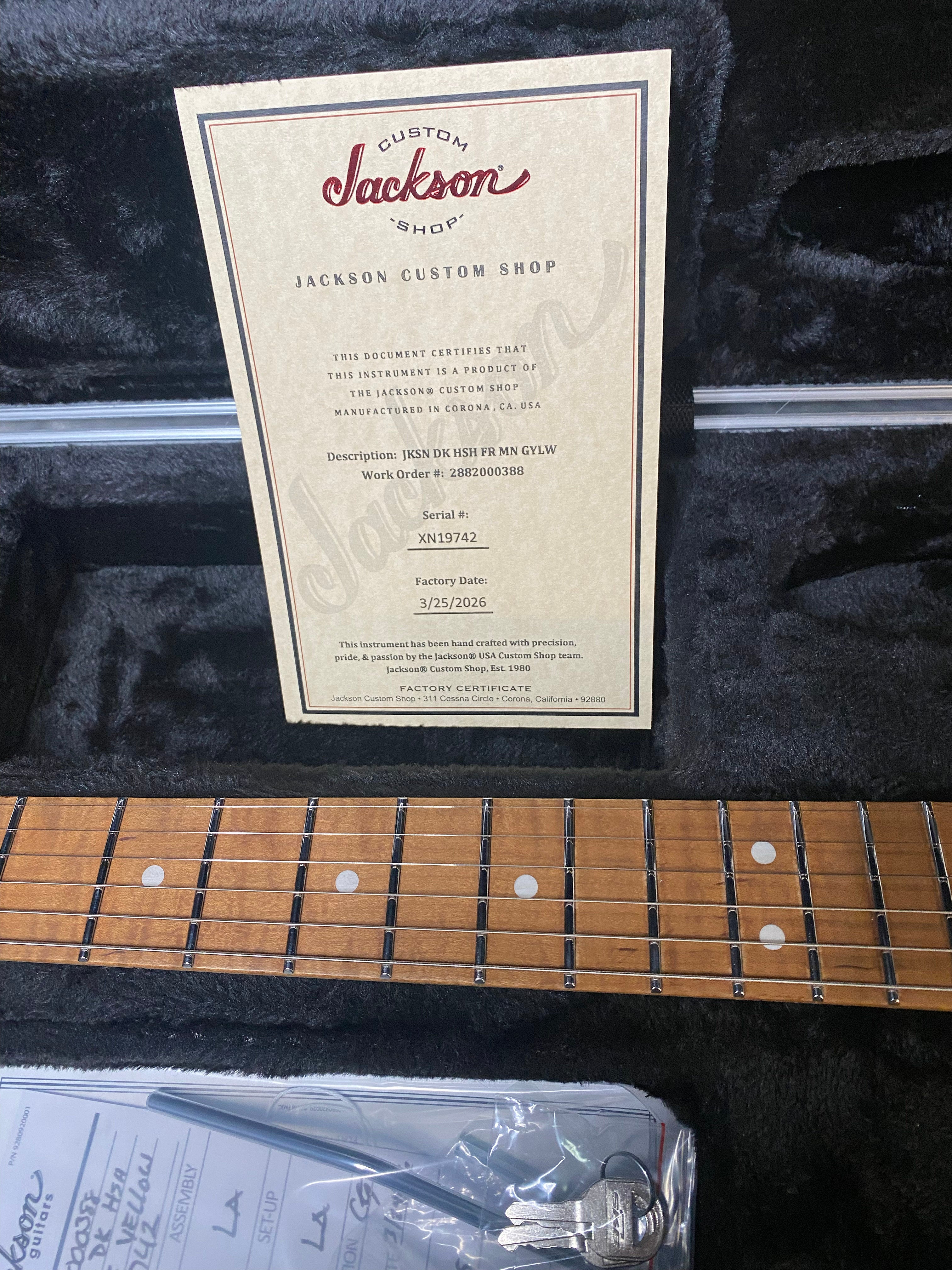 NEW ! Jackson Custom Shop Dinky HSH - Roasted Maple Neck & Fretboard - DK - Graffiti Yellow - Authorized Dealer - 8.1 lbs - G06967