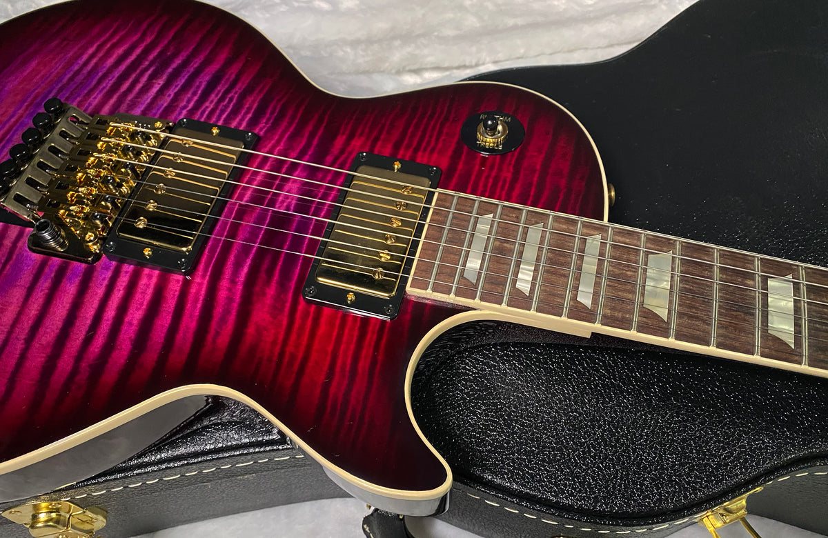 NEW! Gibson Custom Les Paul Axcess Standard Figured Top Floyd Rose Electric Guitar - Greatest Hits II - Authorized Dealer - Tri-Berry Burst - WOW! 8.45lbs - G07676