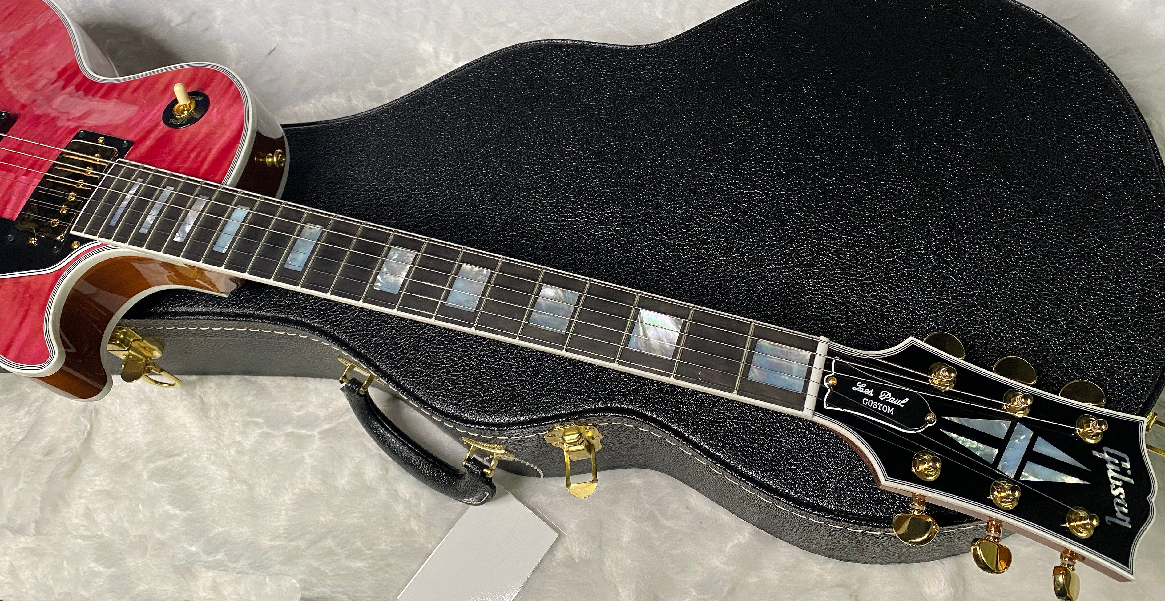 NEW! Gibson Dealer Select Custom Shop Les Paul Custom AAA Figured Top - Transparent Pink - Authorized Dealer - WOW! 8.65 lbs - G06982