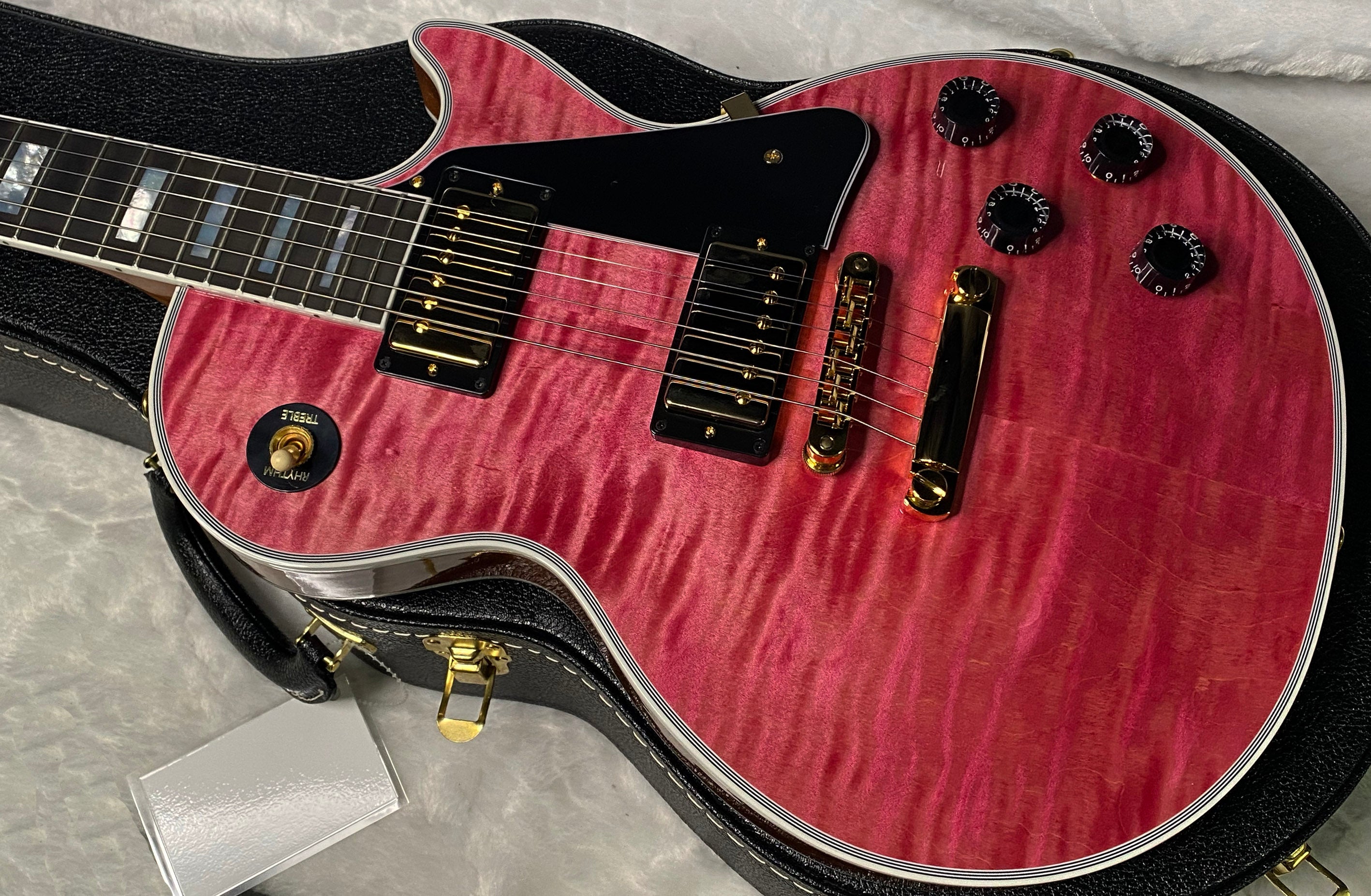 NEW! Gibson Dealer Select Custom Shop Les Paul Custom AAA Figured Top - Transparent Pink - Authorized Dealer - WOW! 8.65 lbs - G06982