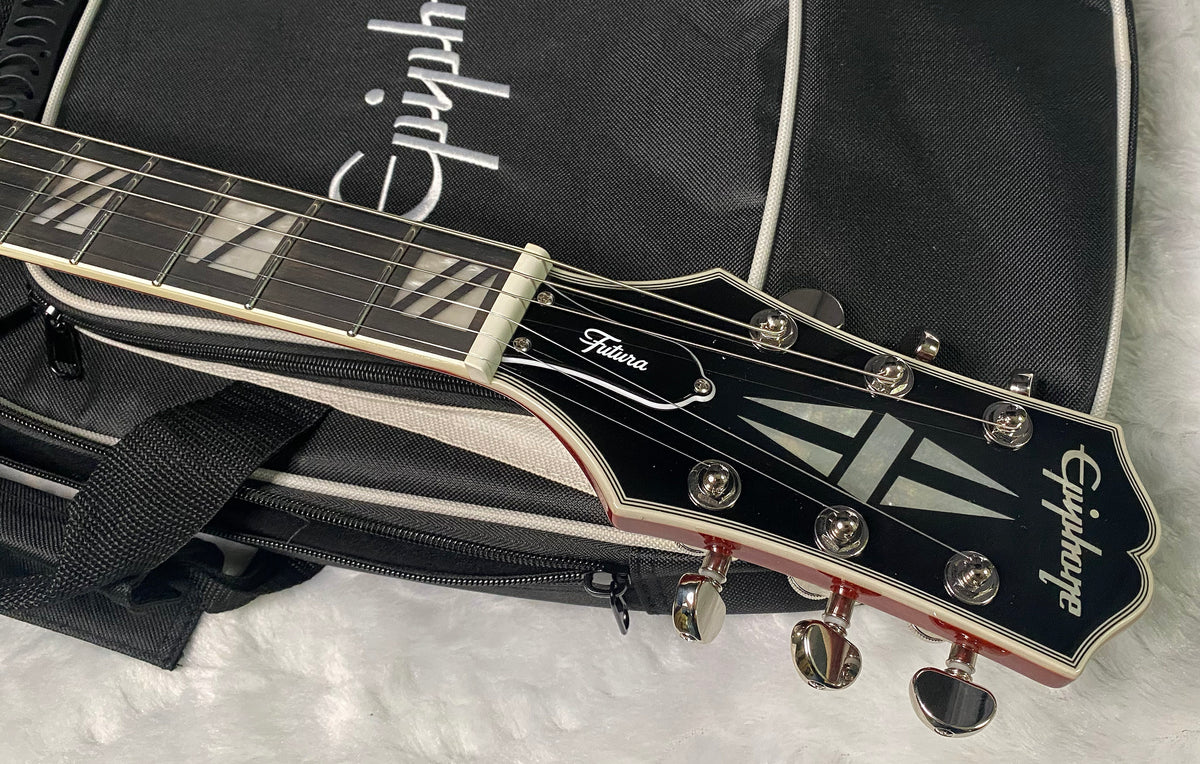 NEW! Epiphone Futura Les Paul Custom - AAAA Flame Top - Rally Red Gloss - Limited Edition - Deluxe Gig Bag - 8 lbs - Authorized Dealer - G07694