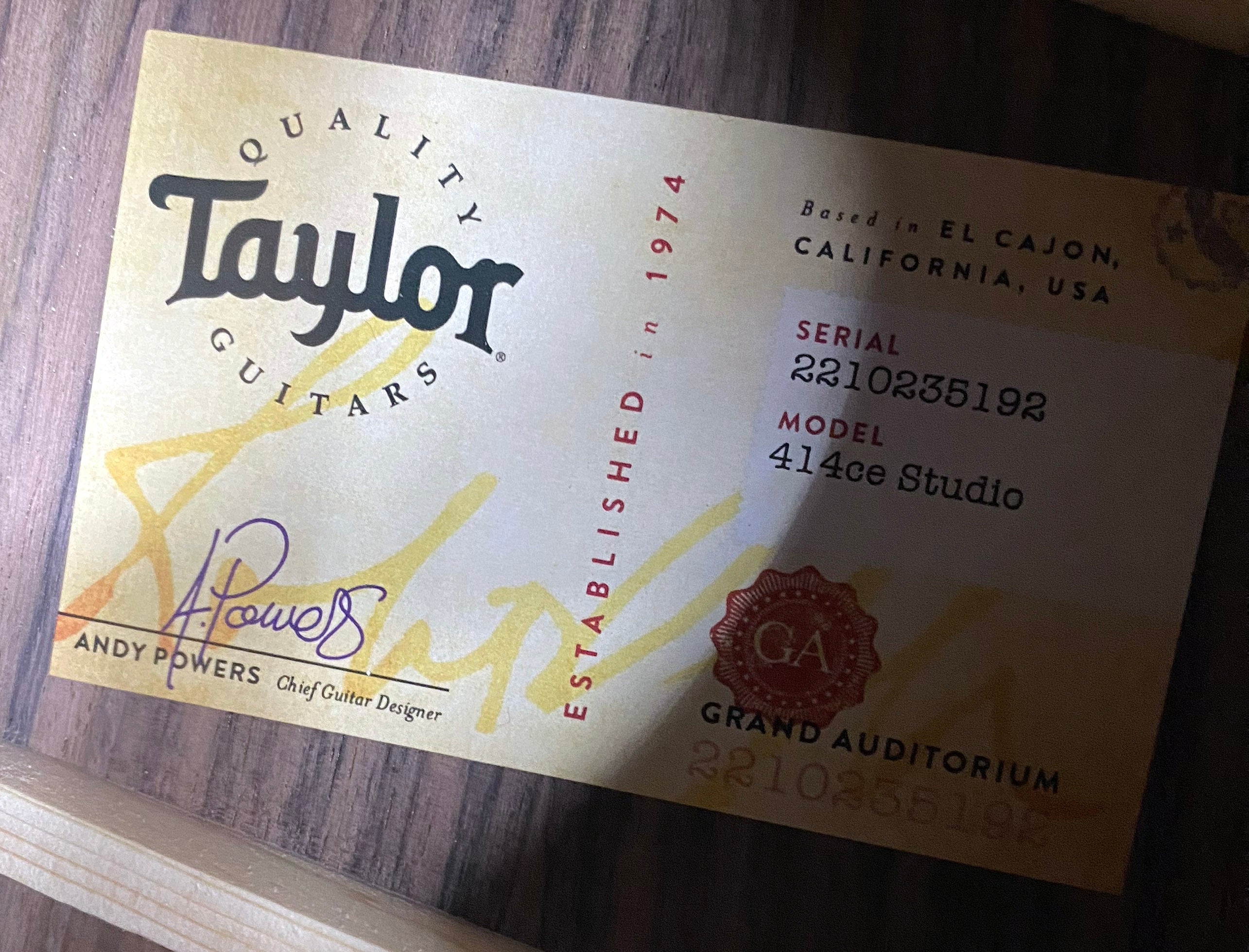 NEW! Taylor 414ce Studio Acoustic-Electric Guitar - Natural - 4.7lbs - Authorized Dealer - G06216