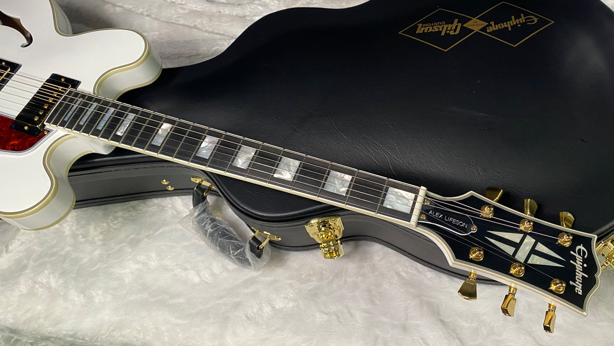 NEW ! Epiphone Inspired by Gibson Custom Alex Lifeson 1976 ES-355 Reissue Electric Guitar - Alpine White - Authorized Dealer - IN-STOCK!