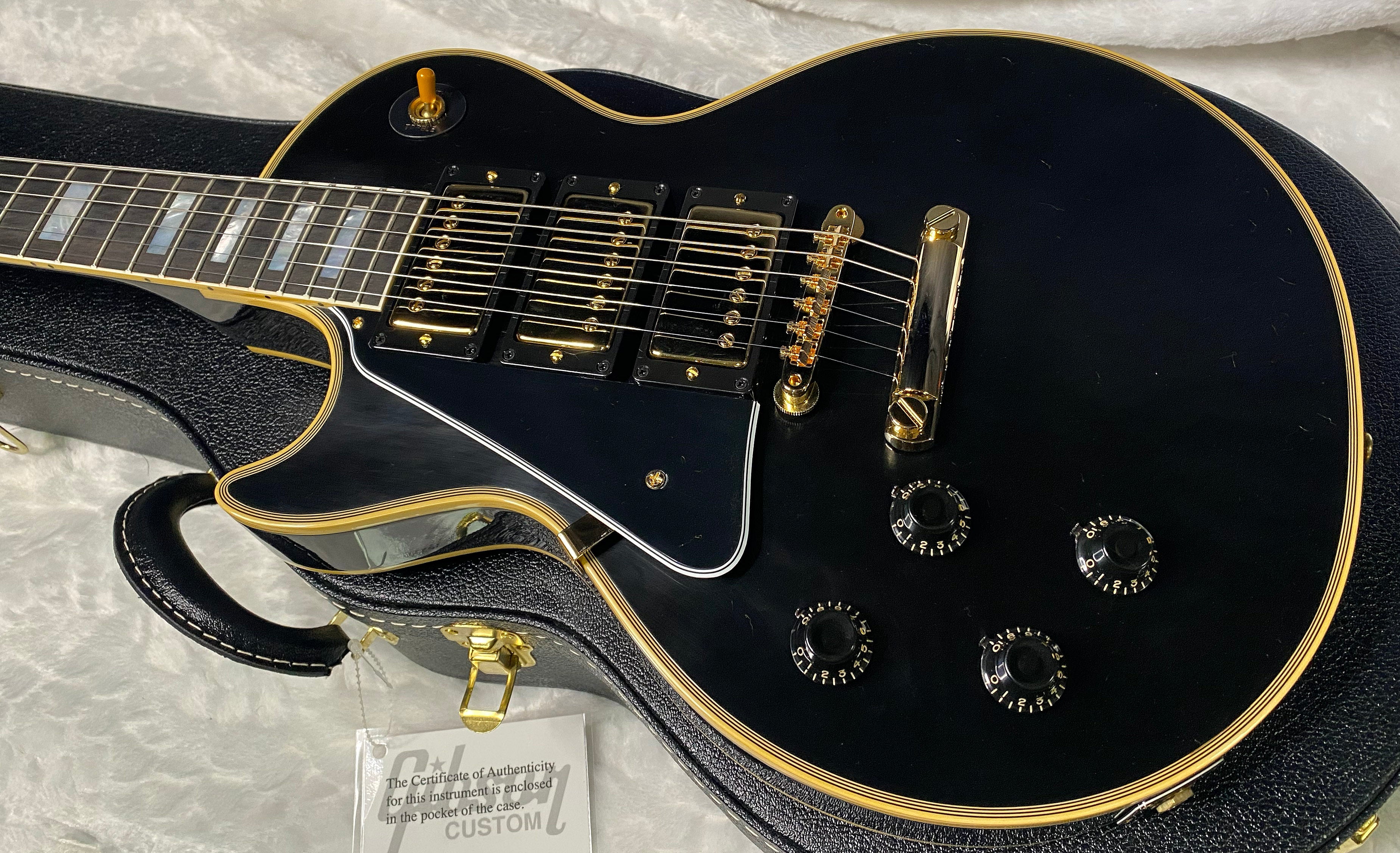 NEW! Gibson Custom Shop Historic 3-Pickup '57 Les Paul Custom Black Beauty - Left Handed - Ebony VOS - Authorized Dealer - 9.9lbs - G06338