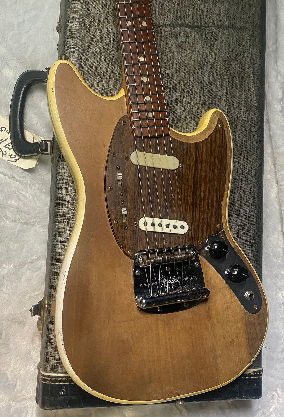 1966 Fender Mustang - Heavily Modded - Original Hardshell Case - Olympic White - Sanded Top & Back - COOL Vintage Guitar!