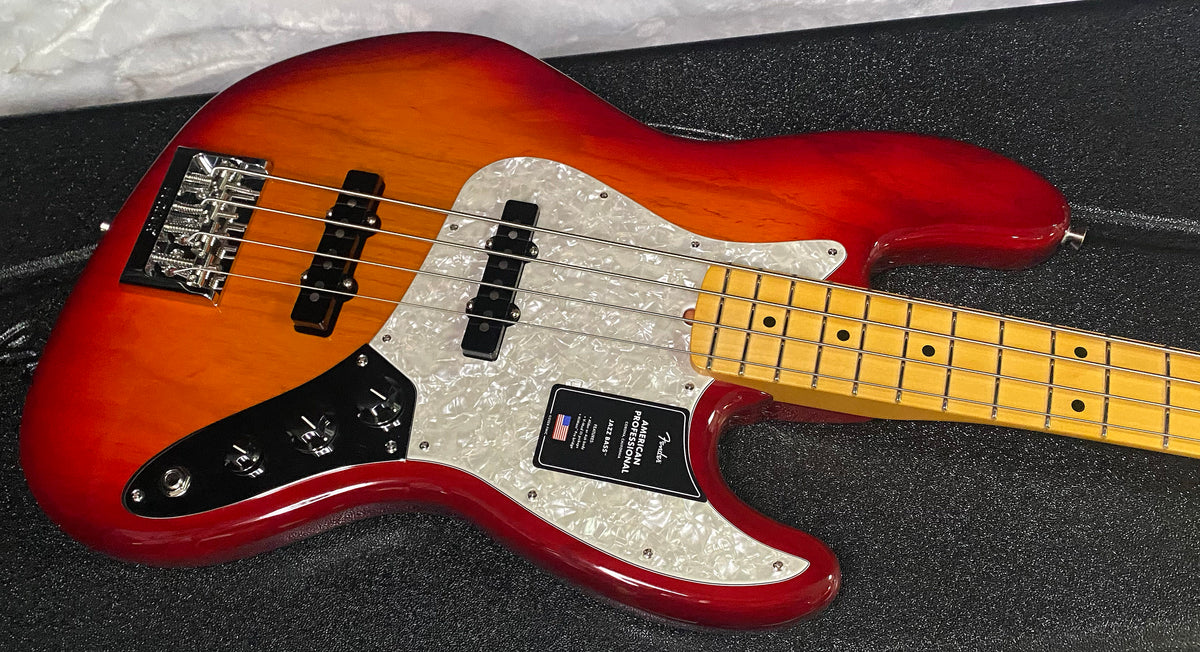 NEW ! Fender American Professional Jazz Bass Maple Fingerboard - Ash Body - Aged Cherry Burst - Authorized Dealer - In-Stock! G07754