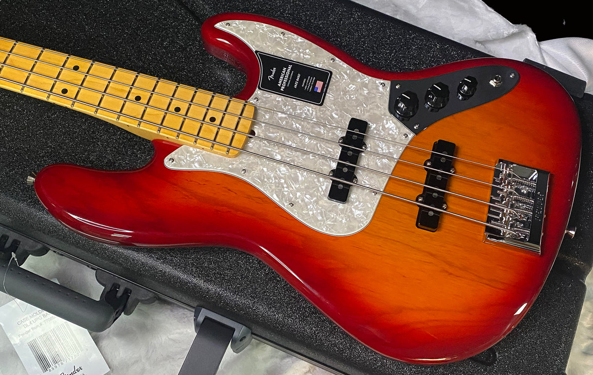 NEW ! Fender American Professional Jazz Bass Maple Fingerboard - Ash Body - Aged Cherry Burst - Authorized Dealer - In-Stock! G07754