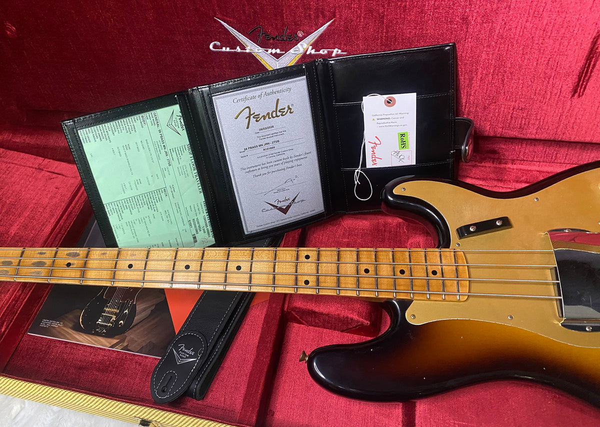 NEW! Fender Custom Shop 1958 Precision Bass Journeyman Relic - 2-Tone Sunburst - Authorized Dealer - 8.9lbs - G07765