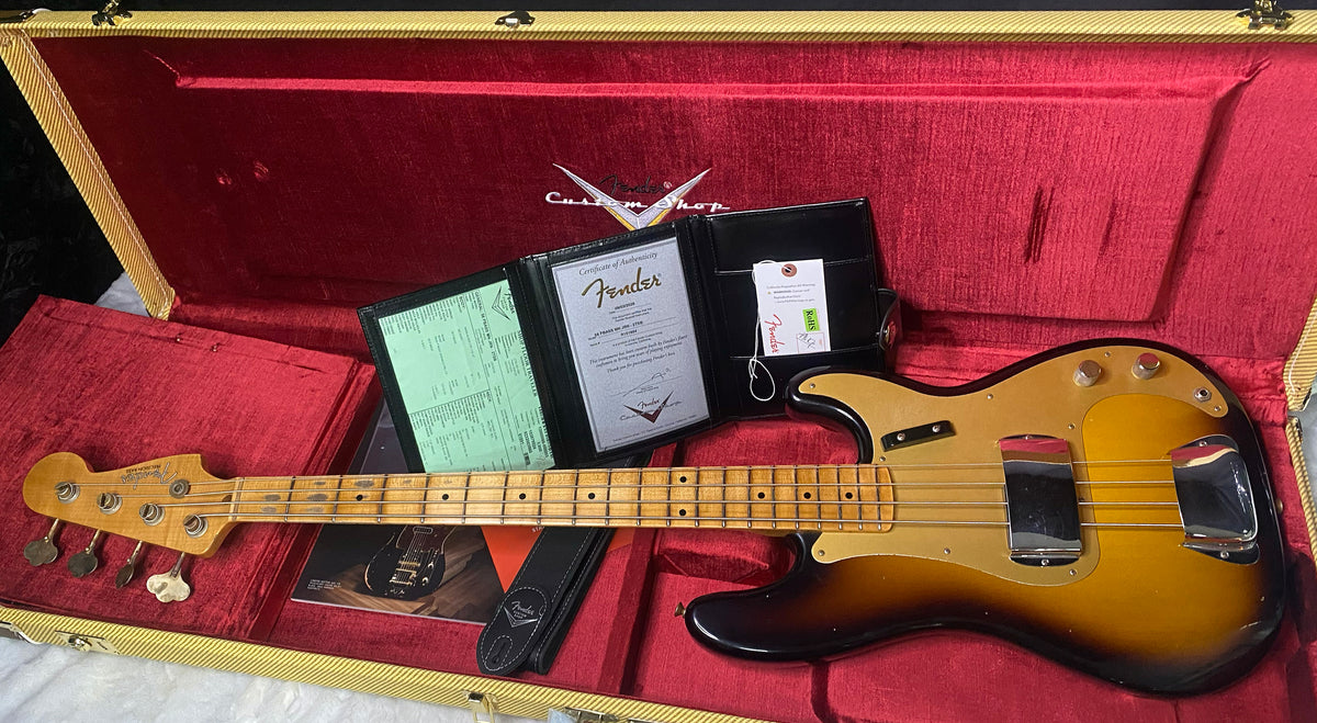 NEW! Fender Custom Shop 1958 Precision Bass Journeyman Relic - 2-Tone Sunburst - Authorized Dealer - 8.9lbs - G07765