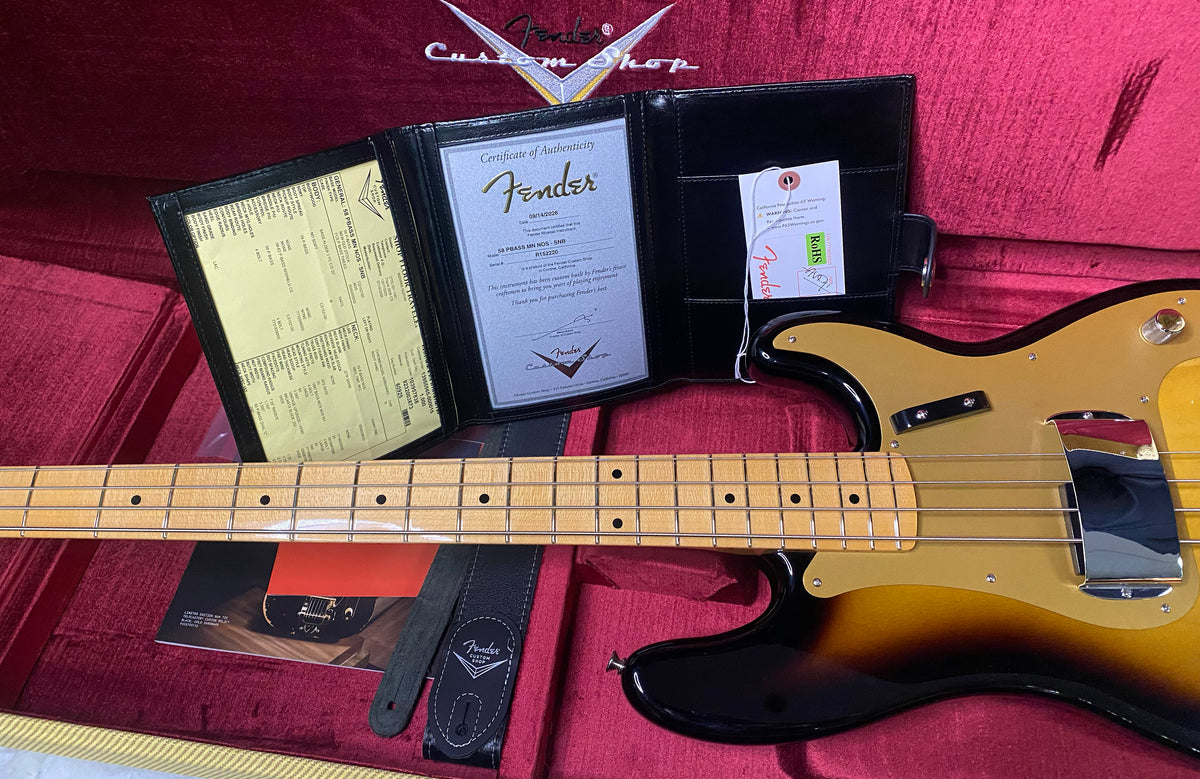 NEW! Fender Custom Shop 1958 Precision Bass NOS Finish - 2-Tone Sunburst - Authorized Dealer - 9.2lbs - G07764