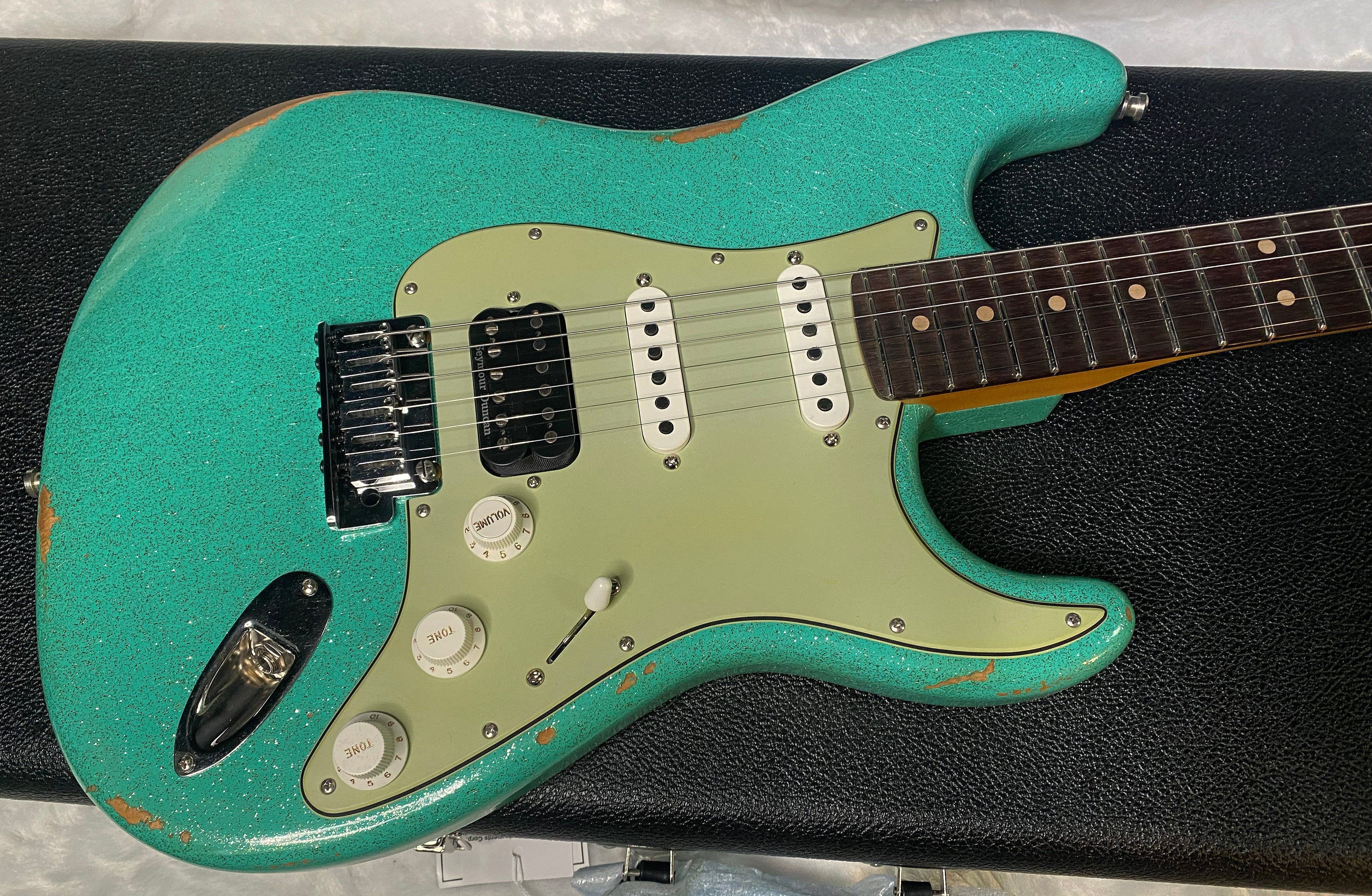NEW! Fender Custom Shop Custom Deluxe HSS S-1 Stratocaster Relic - Seafoam Green Sparkle - Authorized Dealer - 7.9 lbs - G06386