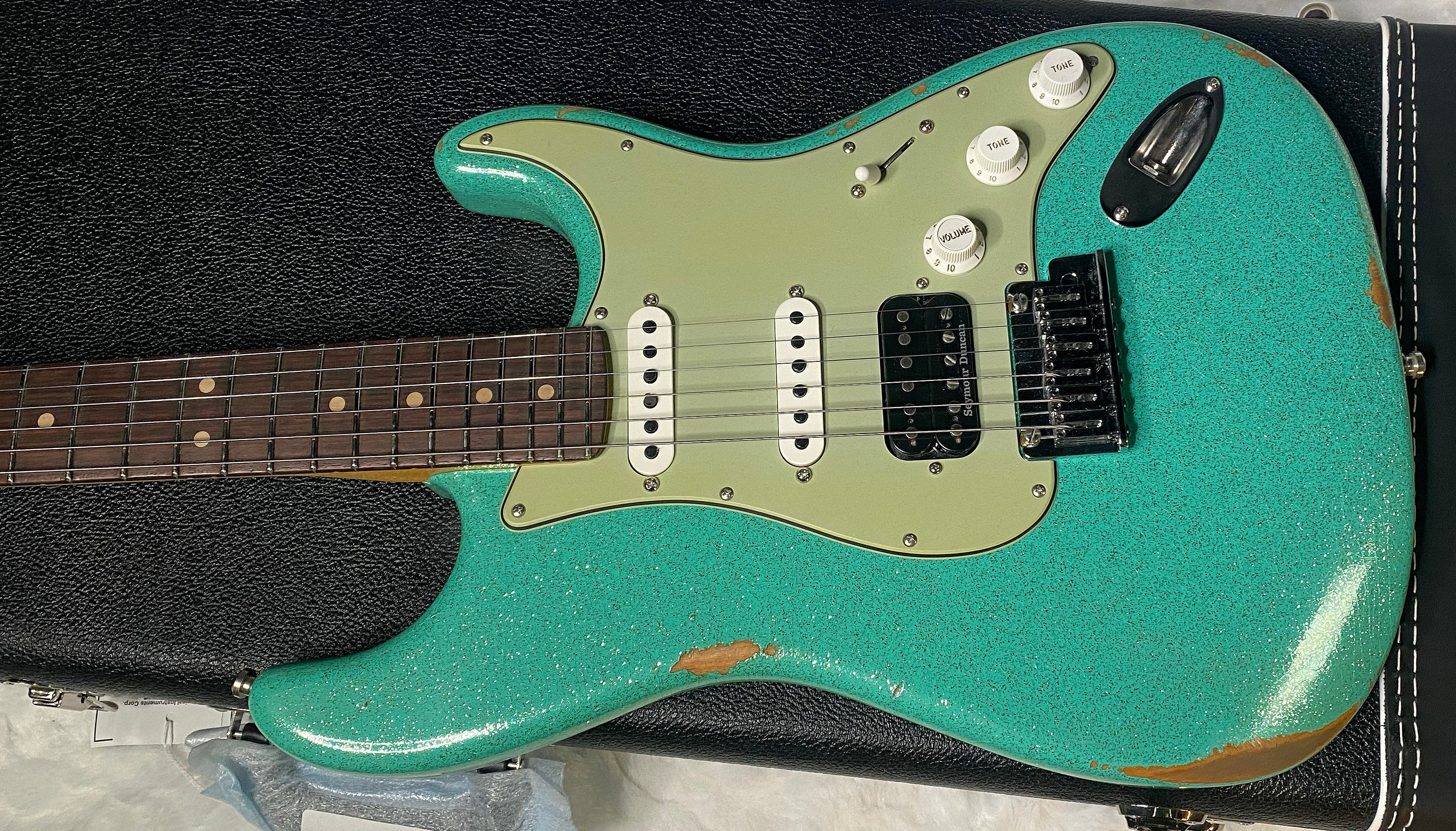 NEW! Fender Custom Shop Custom Deluxe HSS S-1 Stratocaster Relic - Seafoam Green Sparkle - Authorized Dealer - 7.9 lbs - G06386