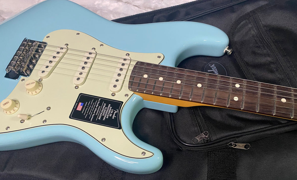 NEW! Fender Limited Edition American Professional Classic Stratocaster featuring the Silent System - Daphne Blue - 7.75lbs - Authorized Dealer - G07782
