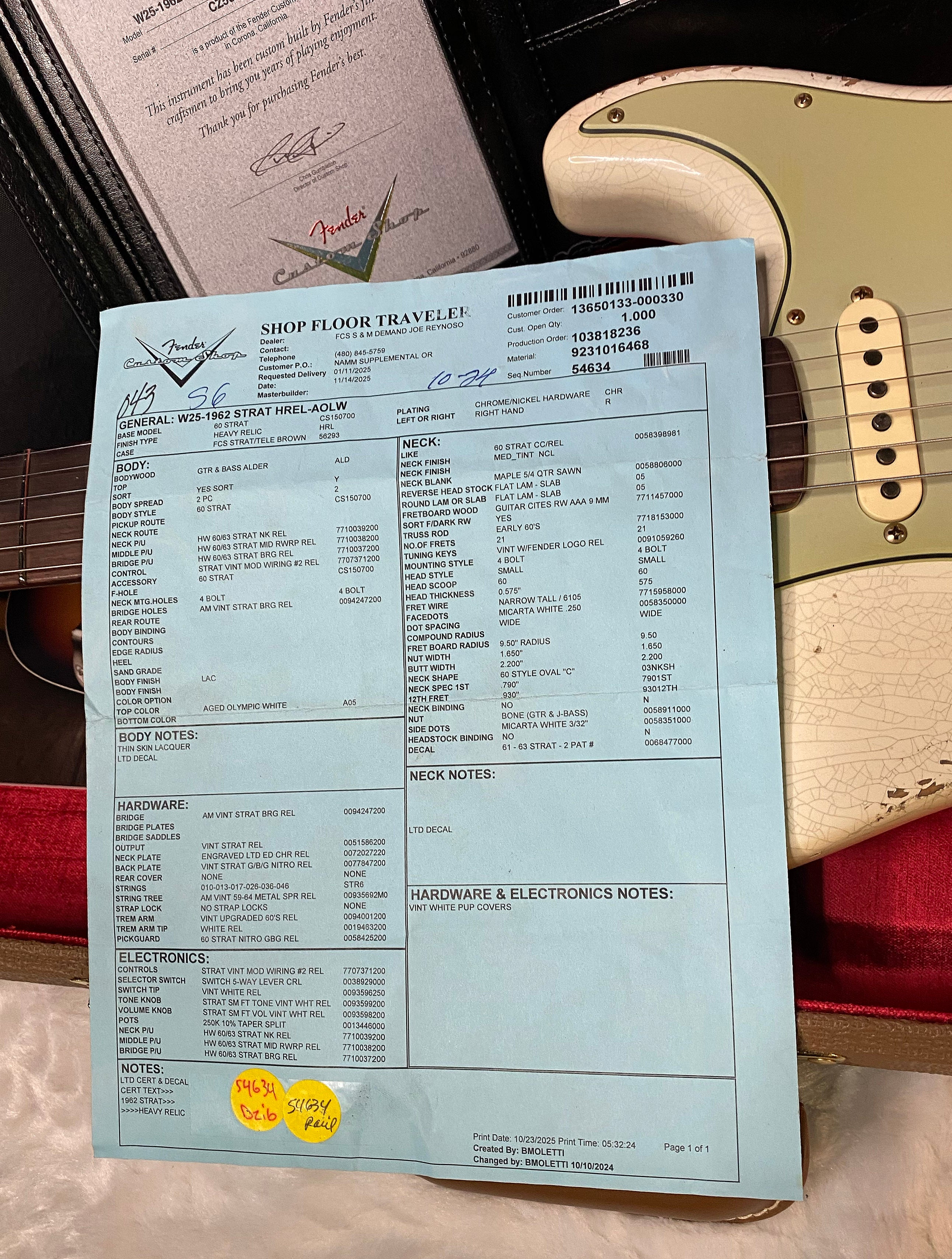 NEW! Fender Custom Shop 62 Heavy Relic Stratocaster - Olympic White Finish - Authorized Dealer - Modern Spec - Handwound Pick Ups - 7.8 lbs - G06381