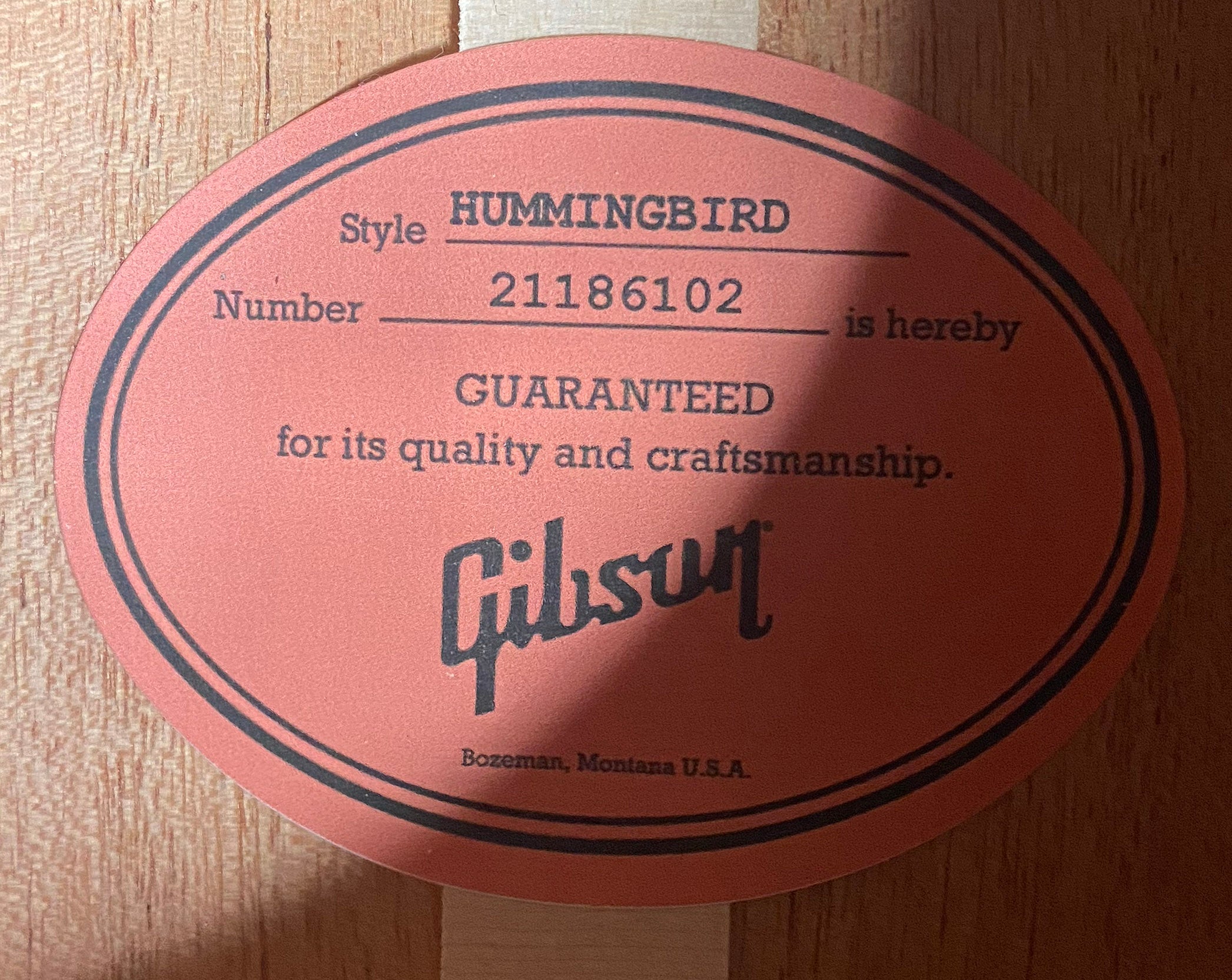 NEW ! Gibson Hummingbird Original - Antique Natural 4.7 lbs - Acoustic Electric - Authorized Dealer - G07083