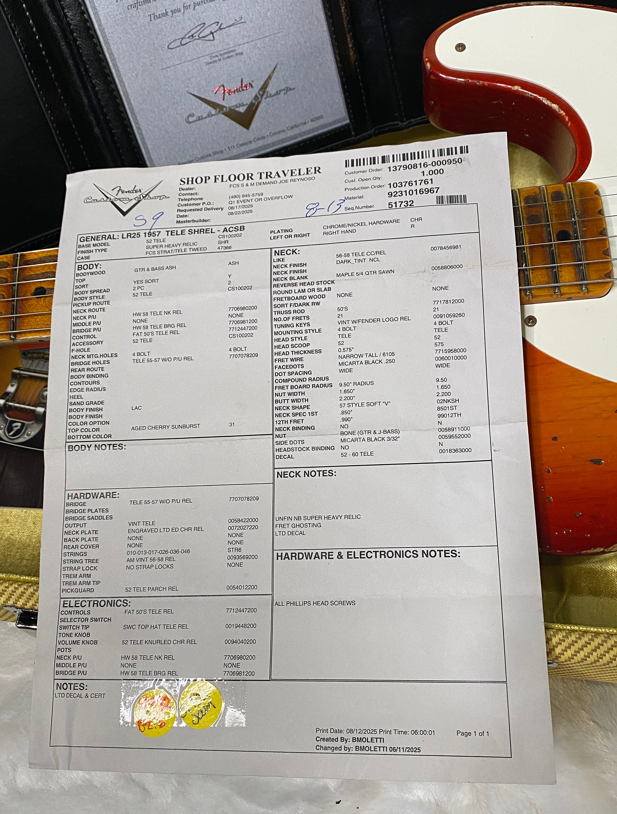 NEW! Fender 1957 Telecaster Custom Shop Reissue - Super Heavy Relic - Limited Edition - Aged Cherry Sunburst - Only 7 lbs - Handwound PIck-Ups - Authorized Dealer - G06375