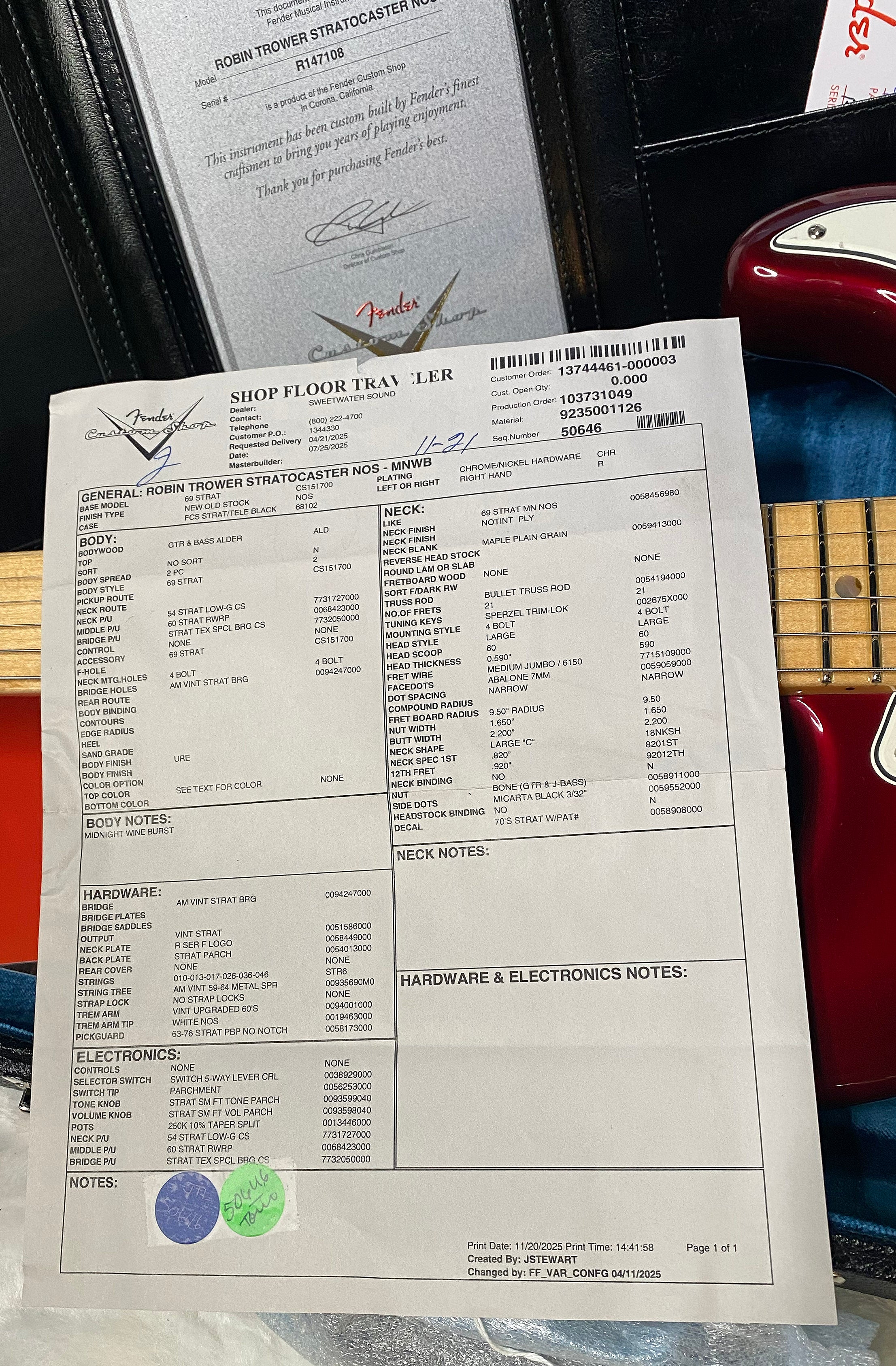 NEW! Fender Robin Trower Signature Stratocaster - Midnight Wine Burst - Authorized Dealer - 8 lbs - G06377