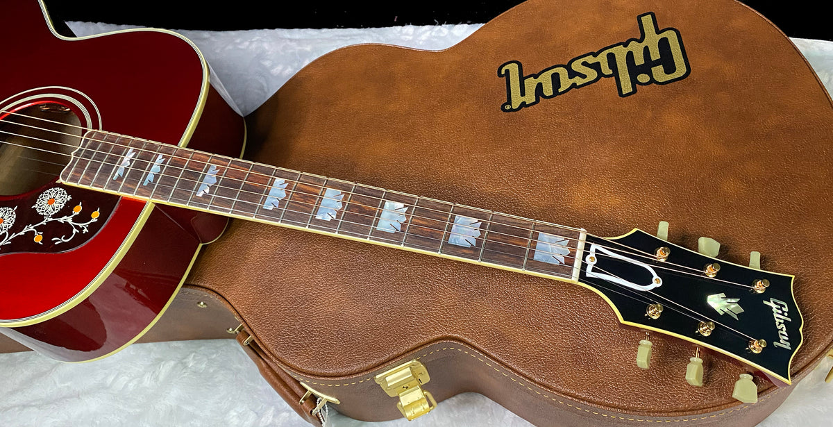 NEW! ! Gibson Custom Acoustic SJ-200 Custom Shop Acoustic-Electric Guitar - Burgundy Mist - Authorized Dealer - 5 lbs - G07806