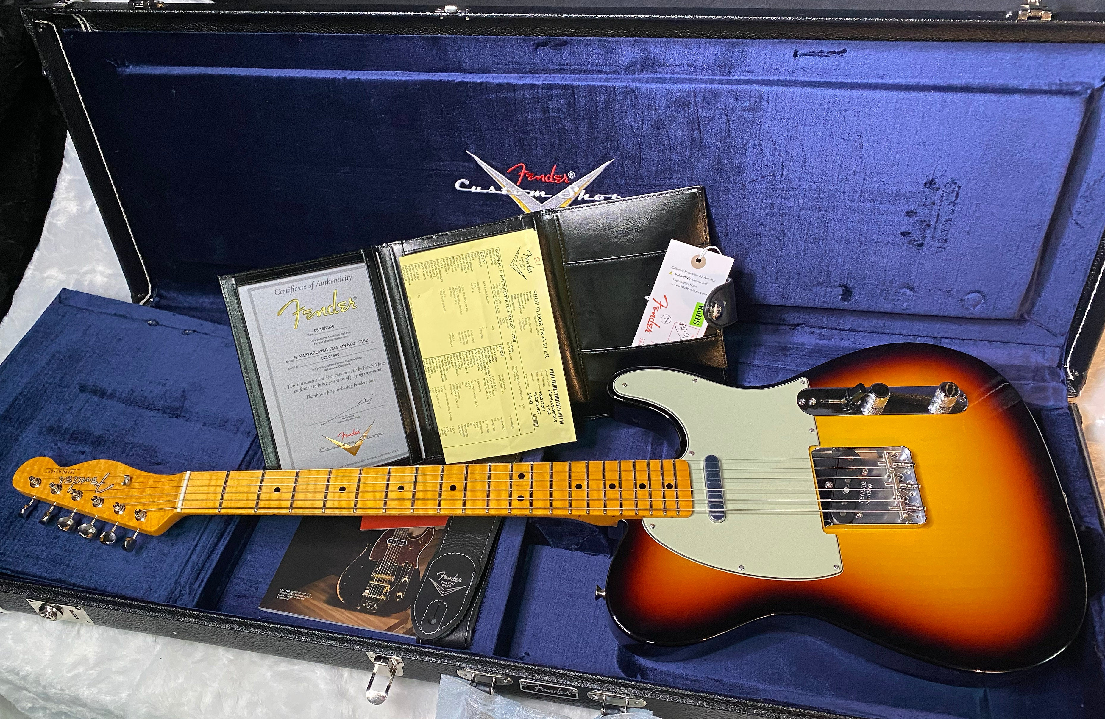 NEW! Fender Custom Shop Flamethrower Telecaster Custom - NOS - Modern Specs - Texas Special Pick-Ups - AAAA Flamed Neck - 3-Tone Sunburst - Authorized Dealer - 7.55lbs - G07106