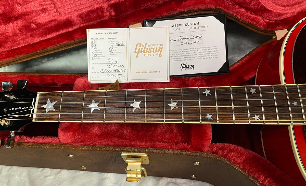 NEW ! Gibson Acoustic Everly Brothers Custom Shop Limited Edition J-180 Acoustic-Electric Guitar - Cherry - Authorized Dealer - 5lbs - G07803