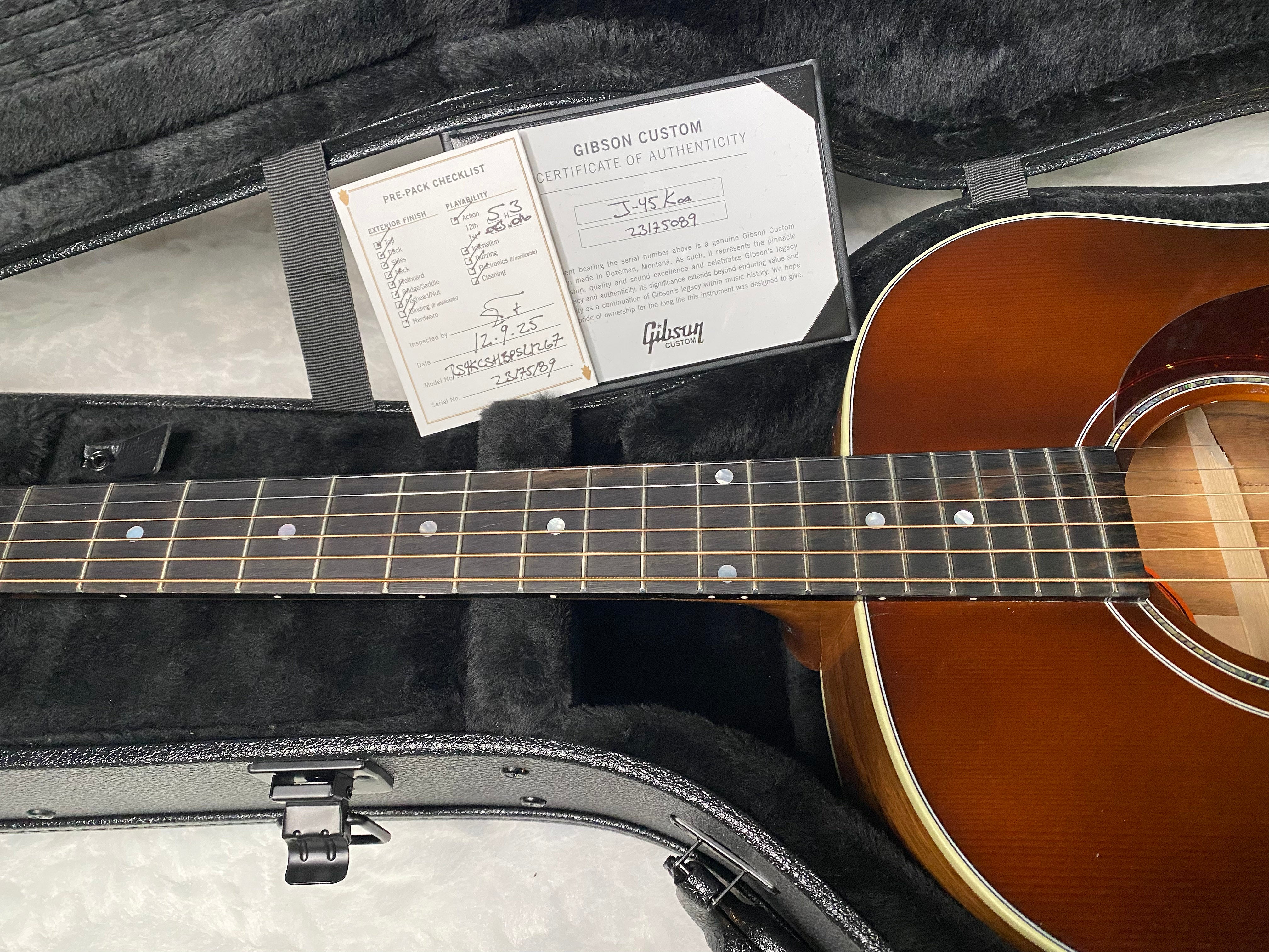 NEW! Gibson Custom Shop J-45 Koa Carpathian Spruce Acoustic-Electric Guitar - Honeyburst - Authorized Dealer - 4.4lbs - G06401