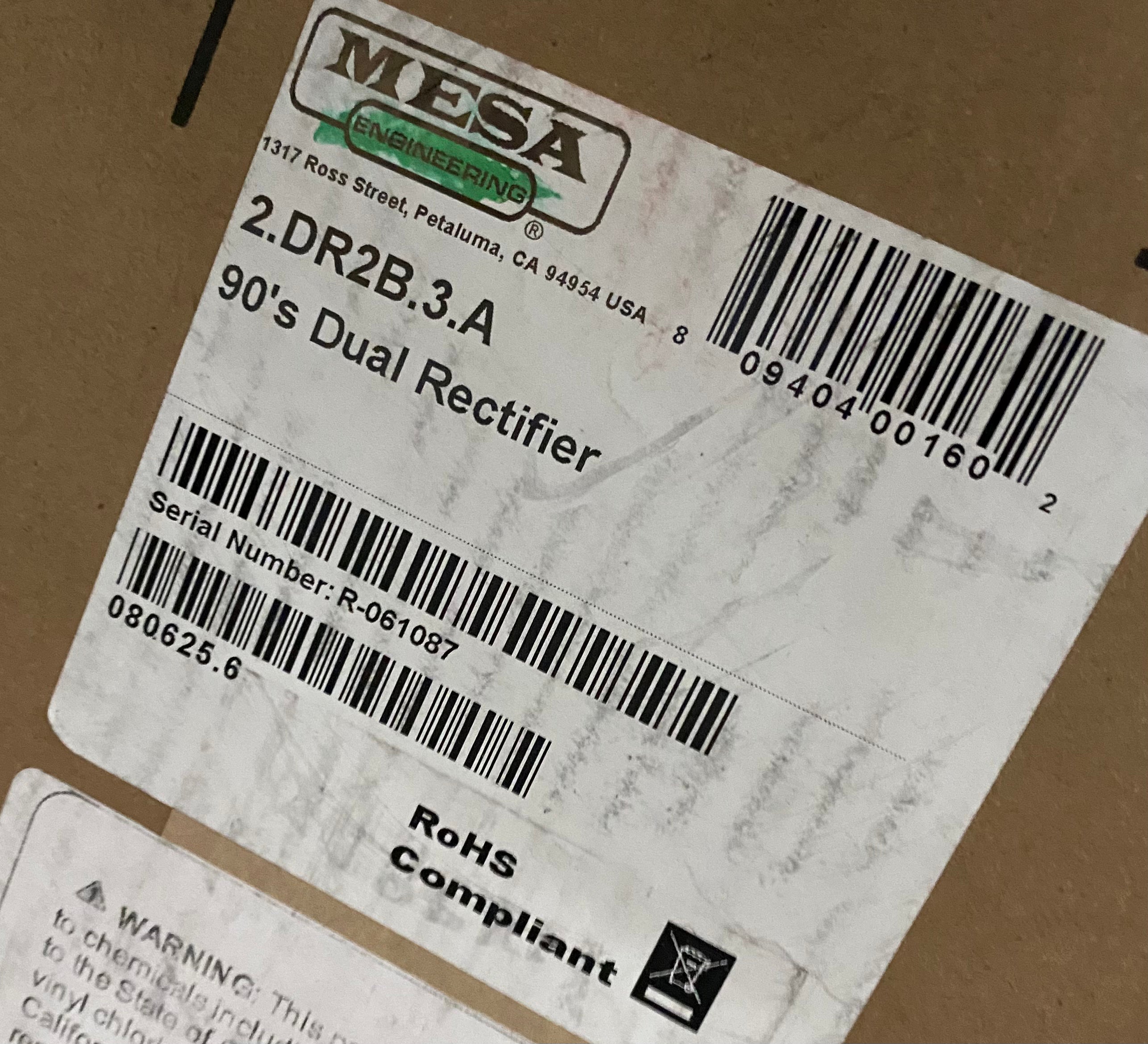 NEW ! Mesa Boogie 90s Dual Rectifier - 100 Watt All Tube Guitar Head 2.DR2B.3.A - Authorized Dealer - In-Stock !