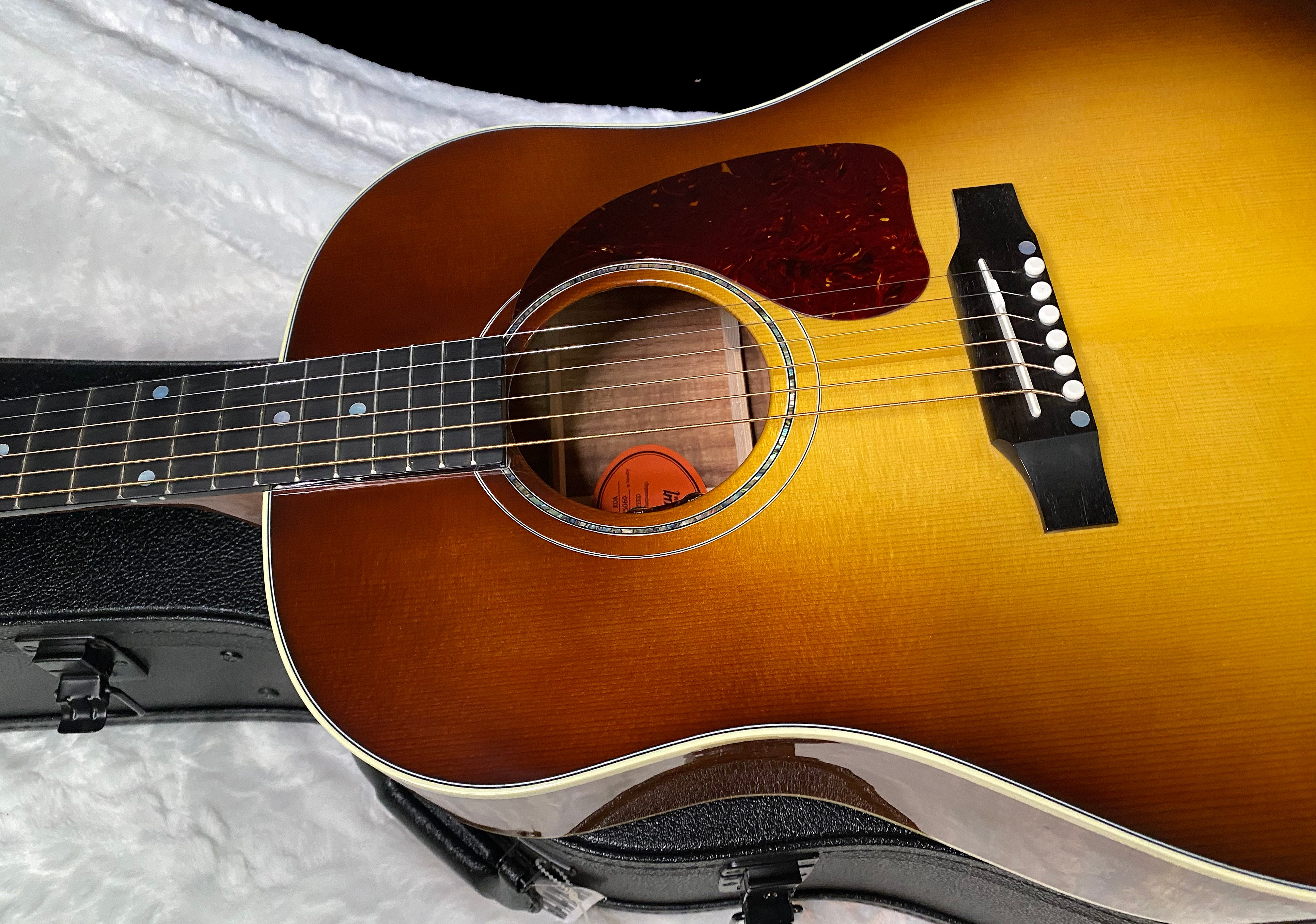 NEW! Gibson Custom Shop J-45 Koa Carpathian Spruce Acoustic-Electric Guitar - Honeyburst - Authorized Dealer - 4.4lbs - G06396