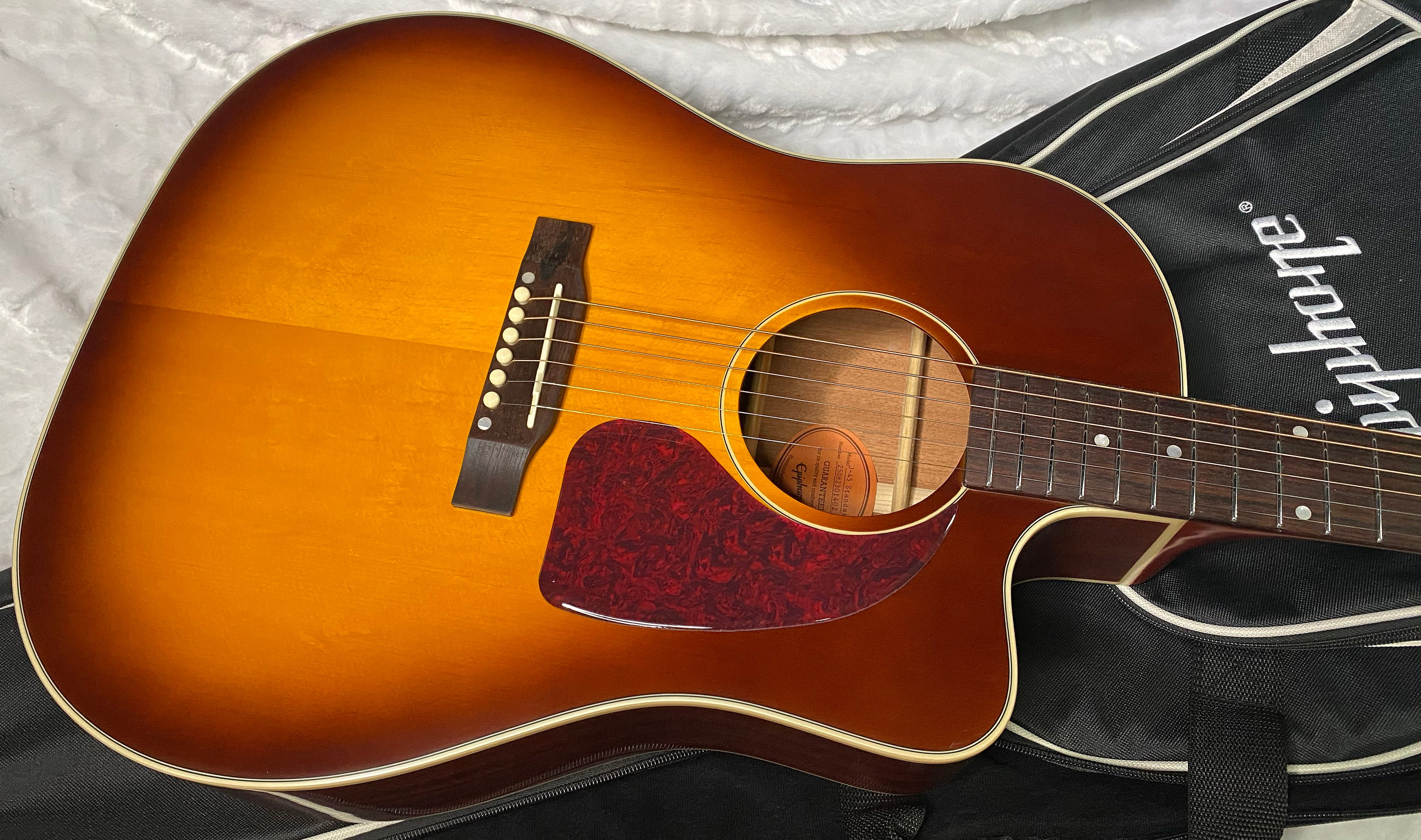 NEW! Epiphone Inspired by Gibson J-45 Standard EC Acoustic-Electric Guitar - Honeyburst - 5.5lbs - Gig Bag - Authorized Dealer - G07108